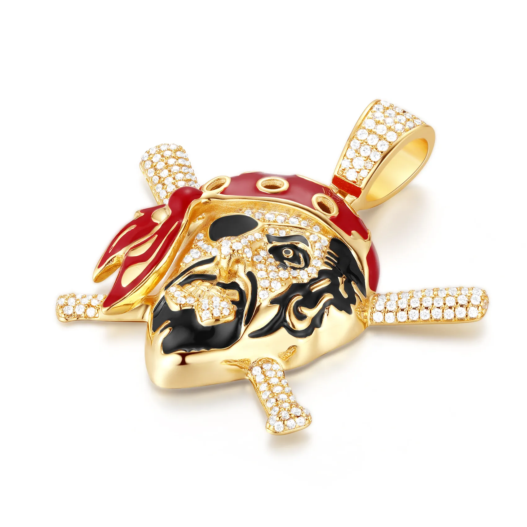Christmas Gift-14K Gold Enamel Aden Gulf Pirate Pendant