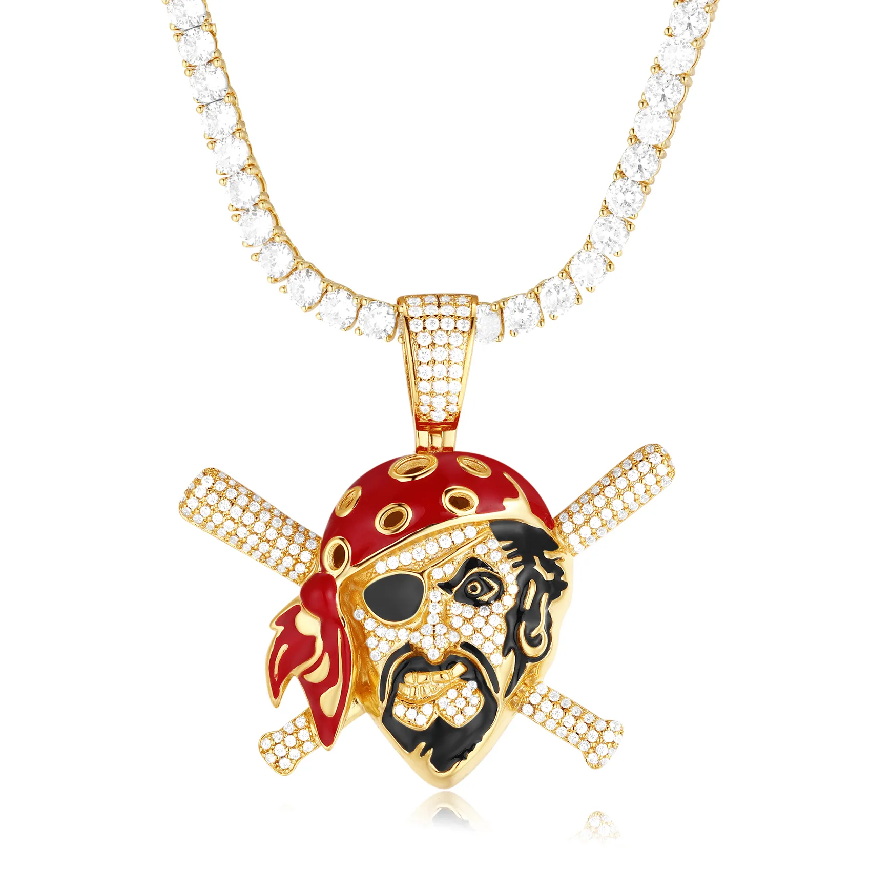 Christmas Gift-14K Gold Enamel Aden Gulf Pirate Pendant