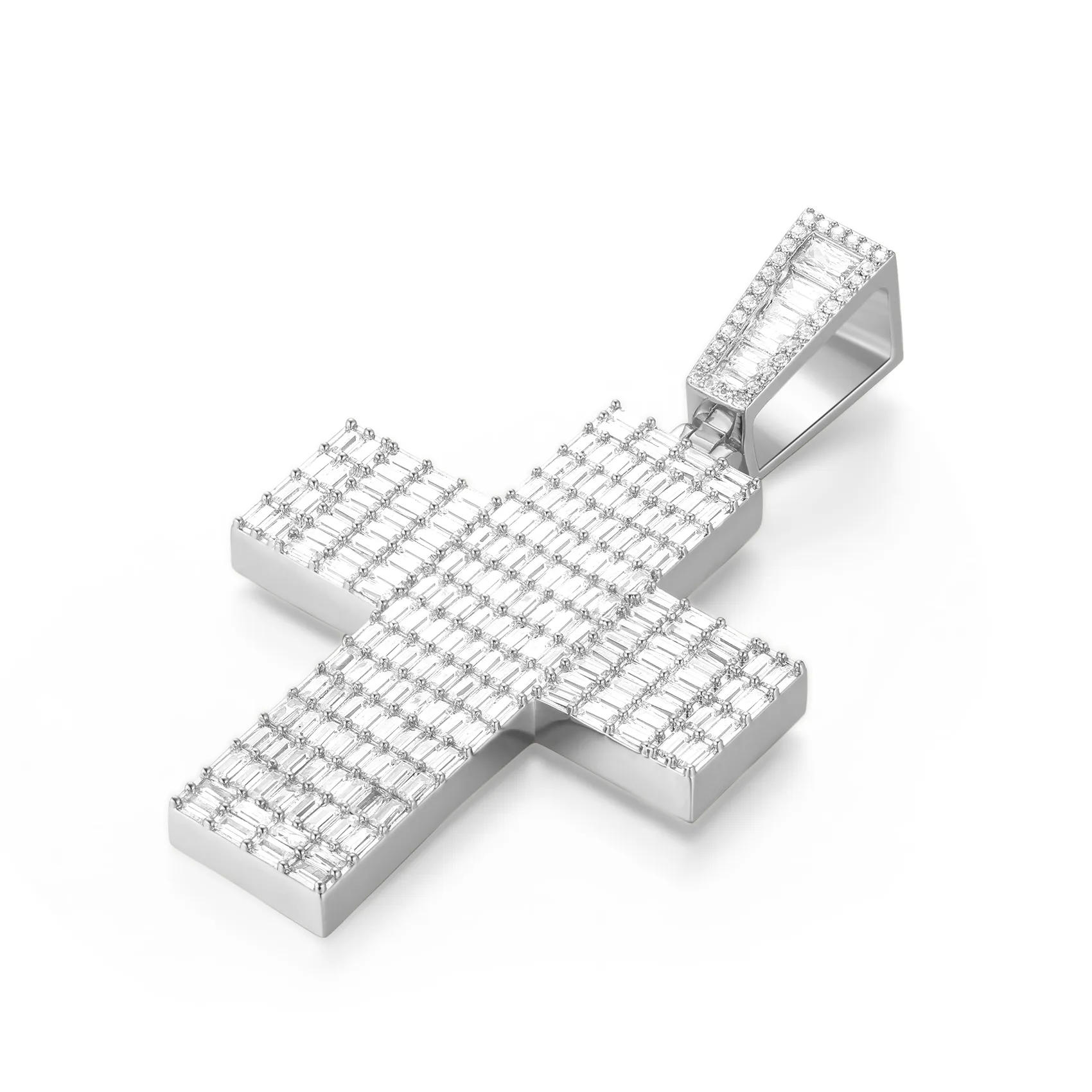 Emerald Cut Cross Pendant