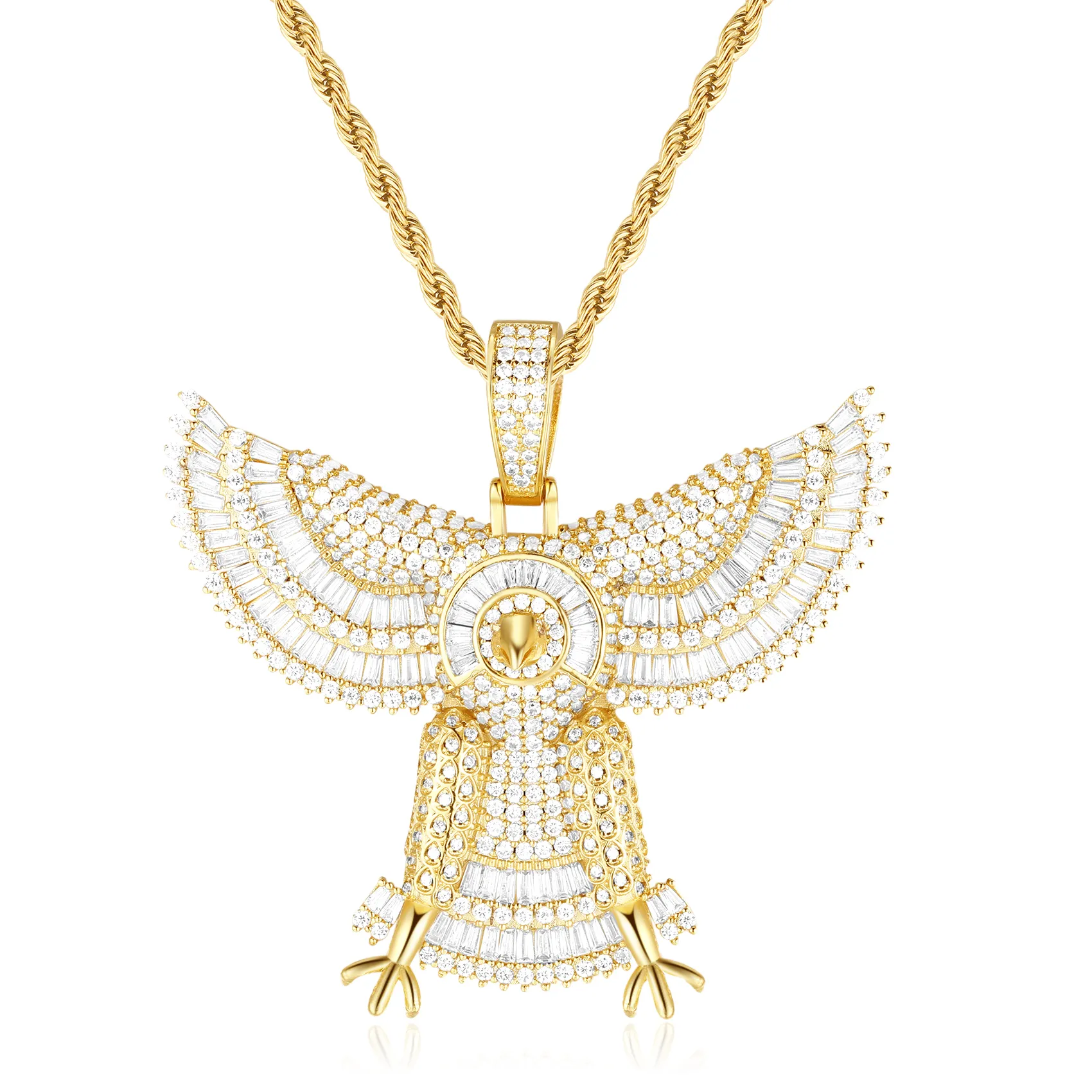 14K Gold Raptor Eagle Pendant