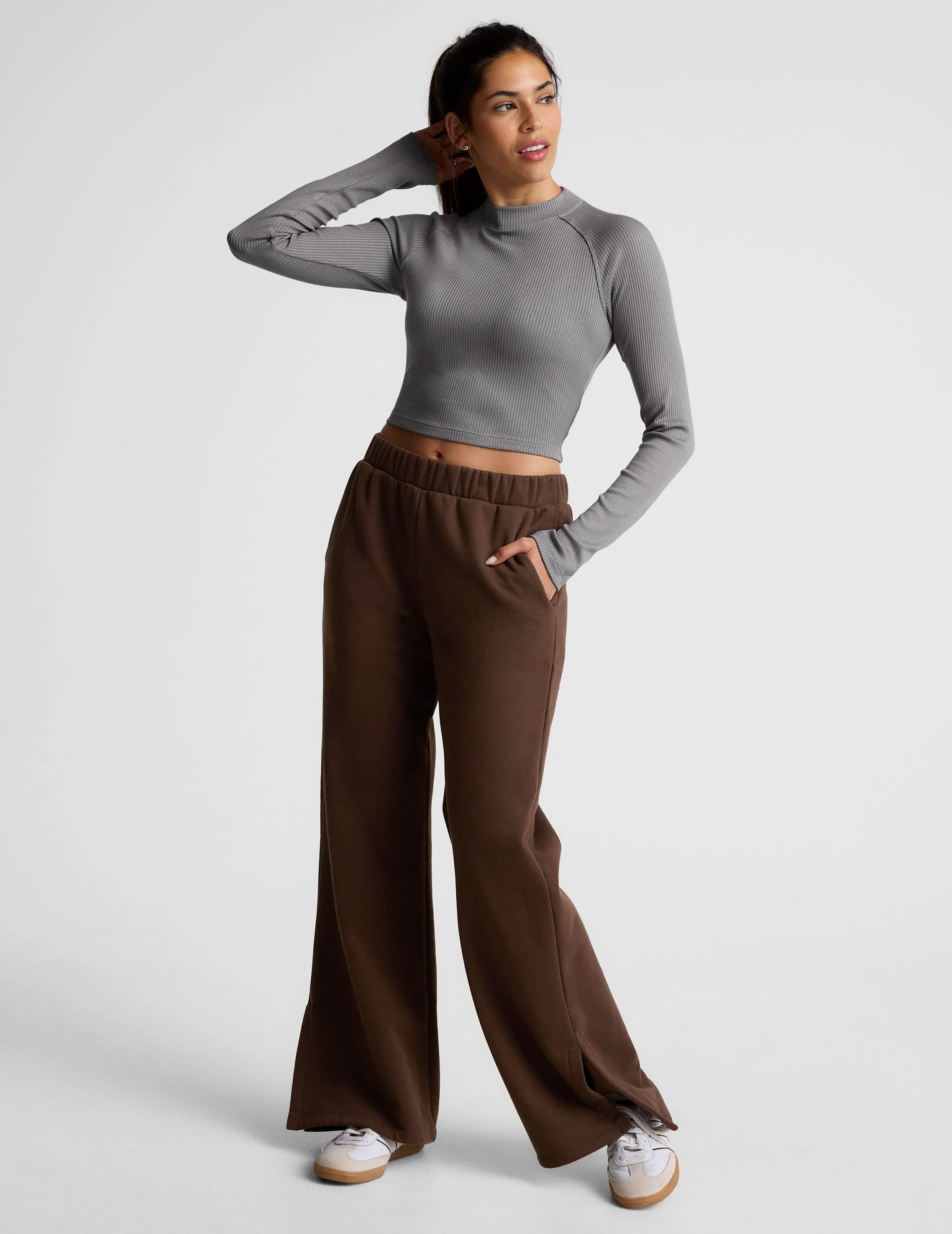Contours Mock Neck Cropped Top