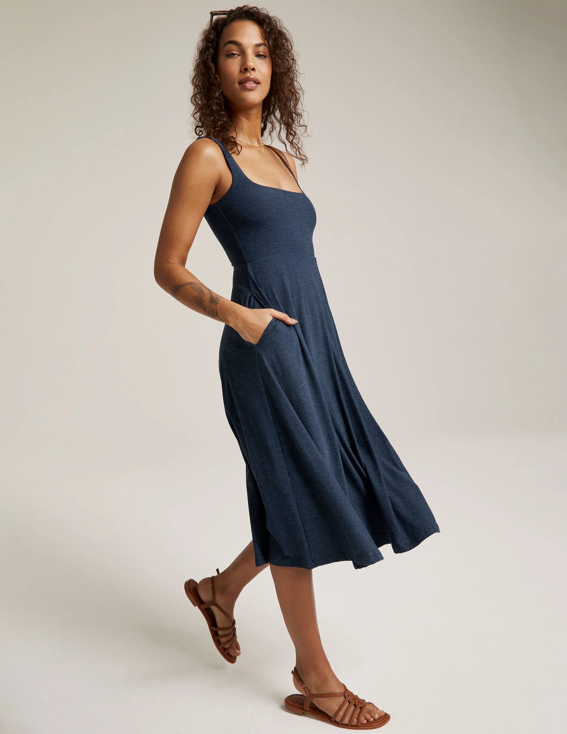 Featherweight At The Ready Square Neck Dress