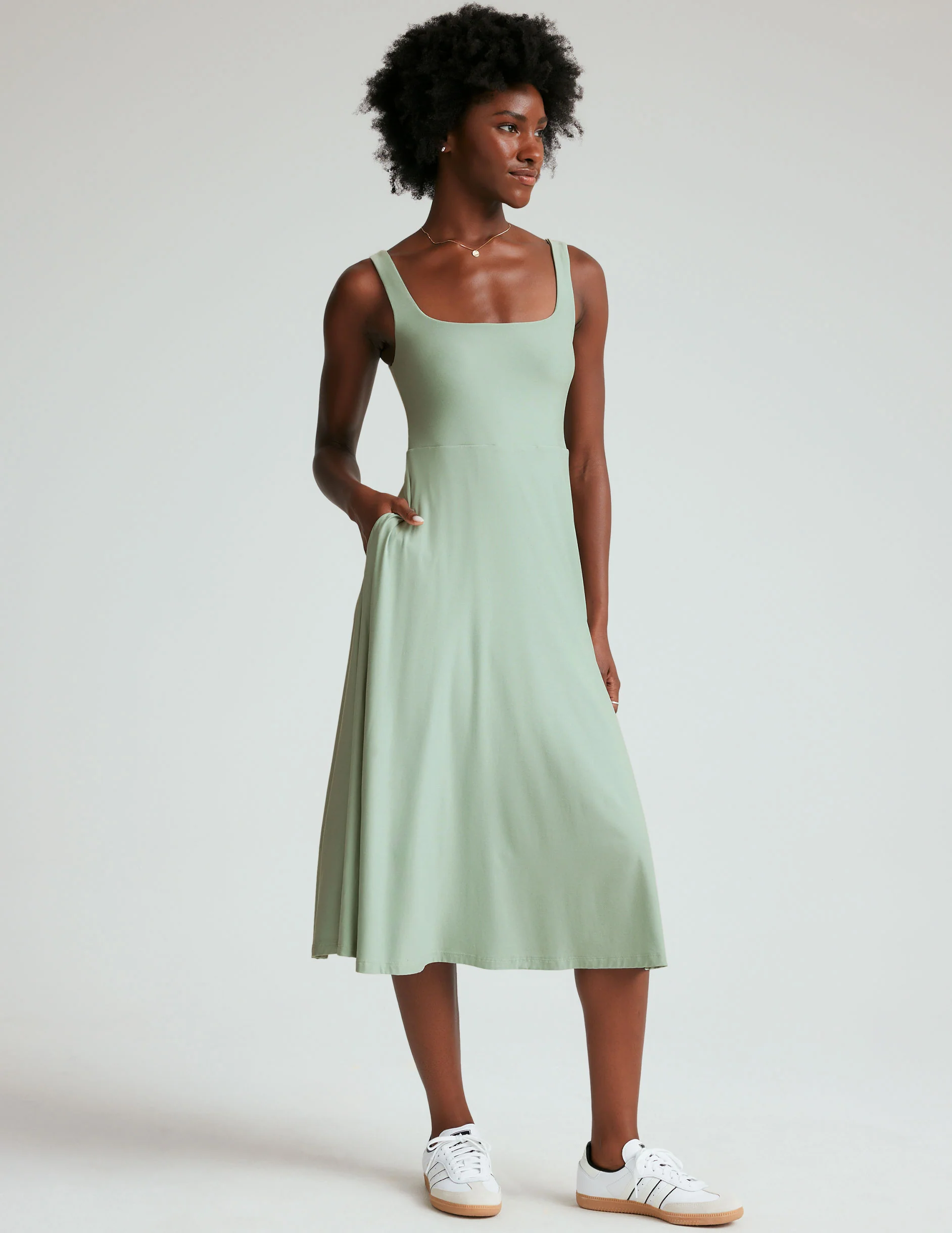 Featherweight At The Ready Square Neck Dress