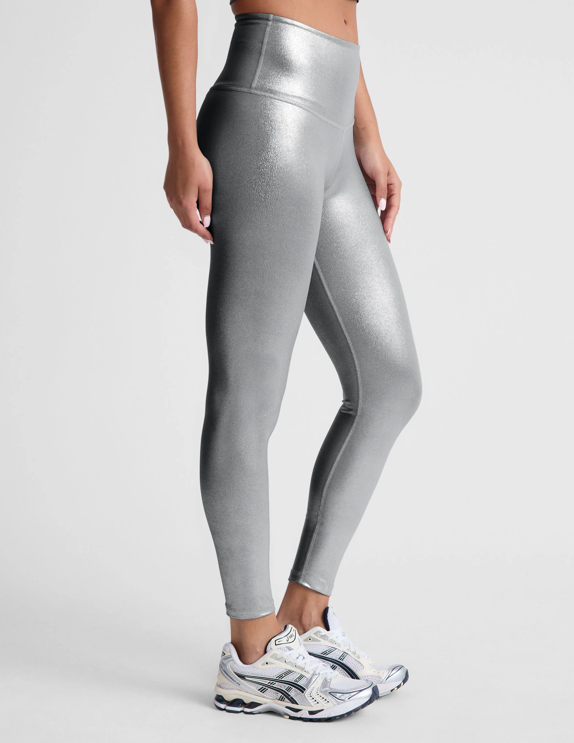 Liquid Silver High Waisted Midi Legging