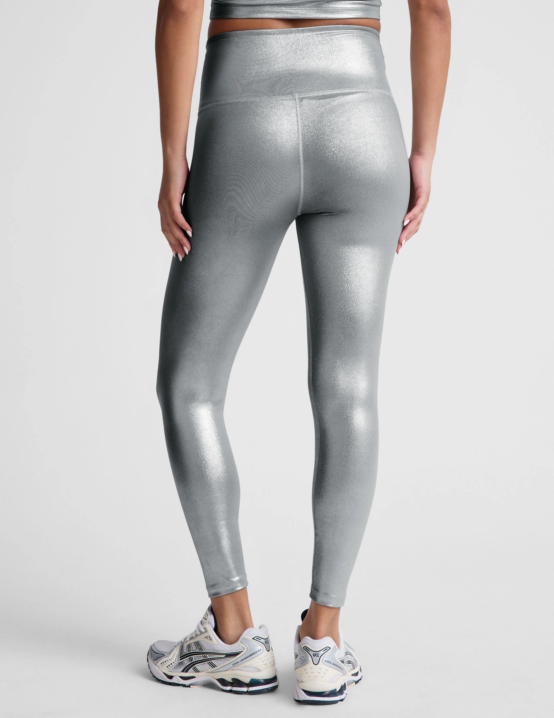 Liquid Silver High Waisted Midi Legging