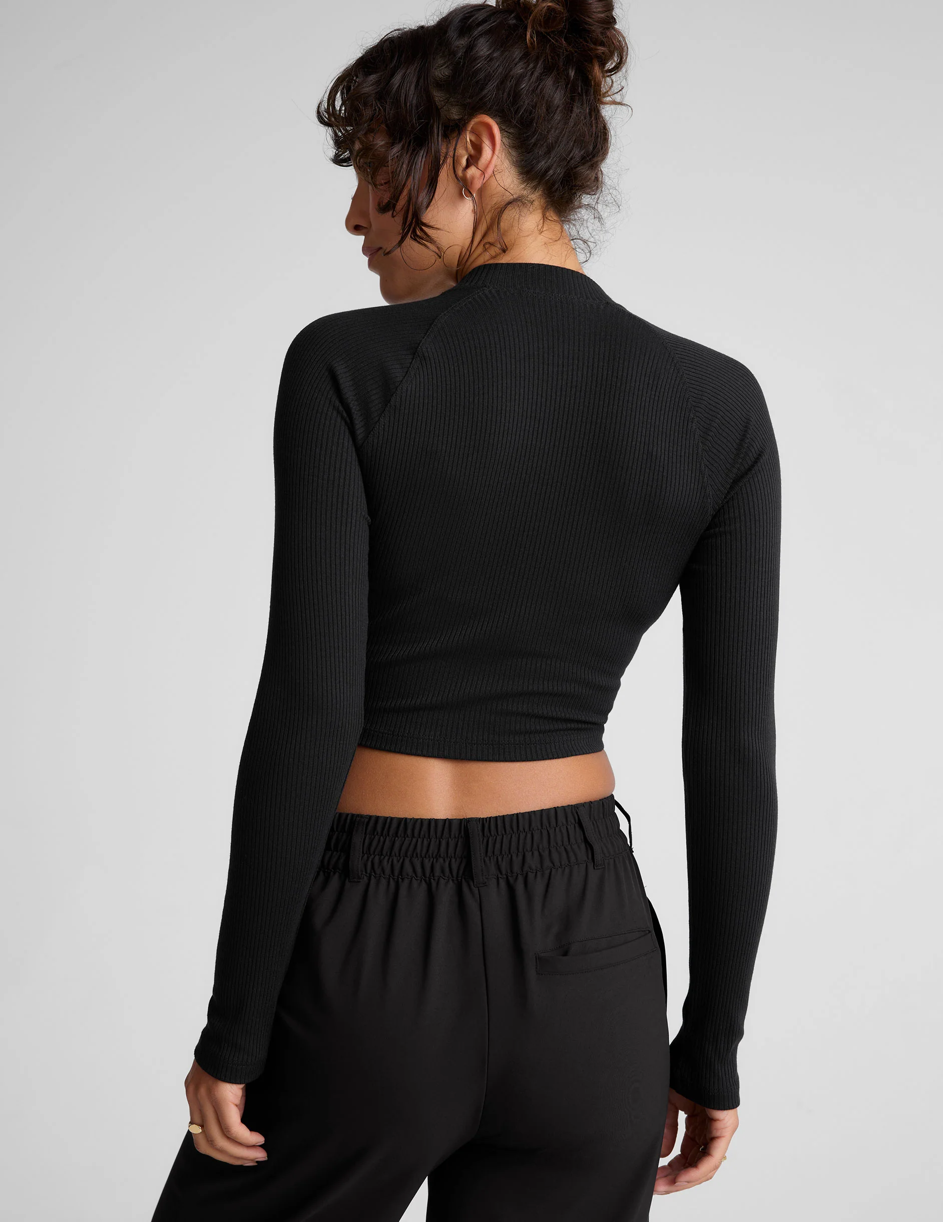 Contours Mock Neck Cropped Top