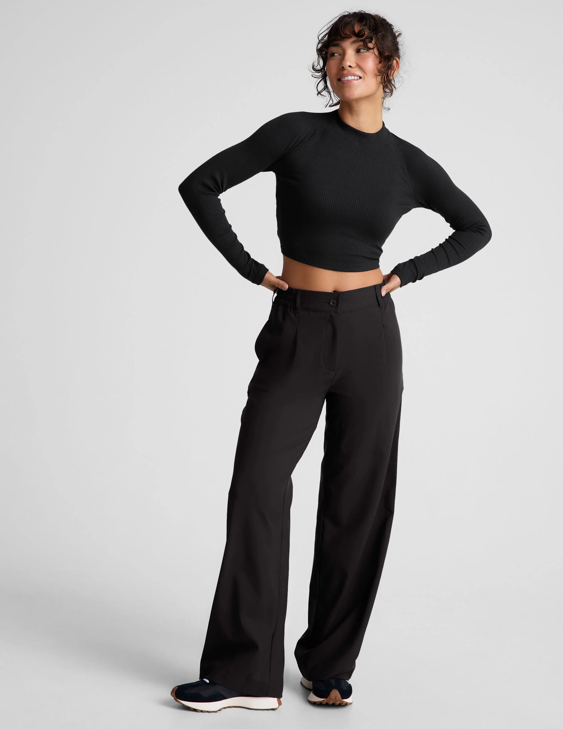Contours Mock Neck Cropped Top