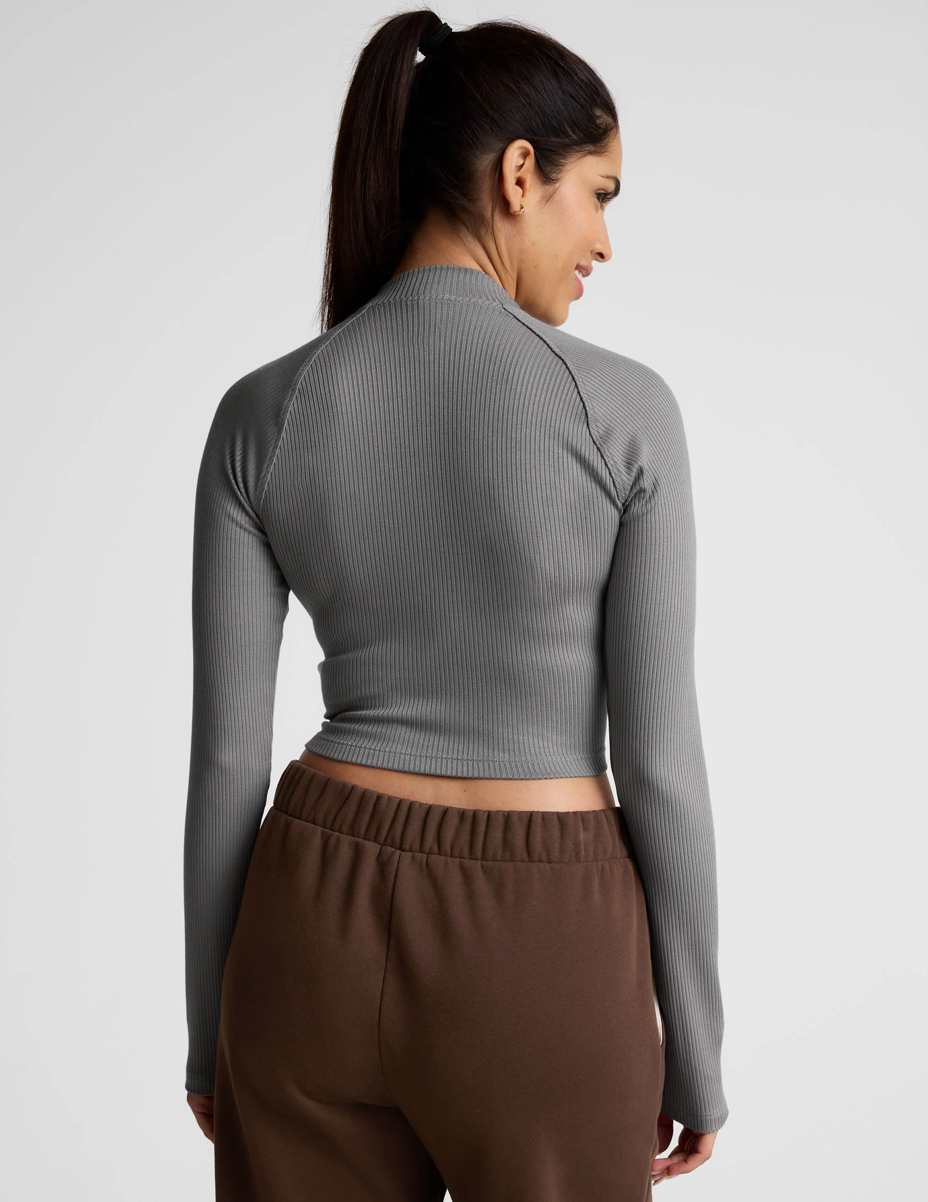 Contours Mock Neck Cropped Top