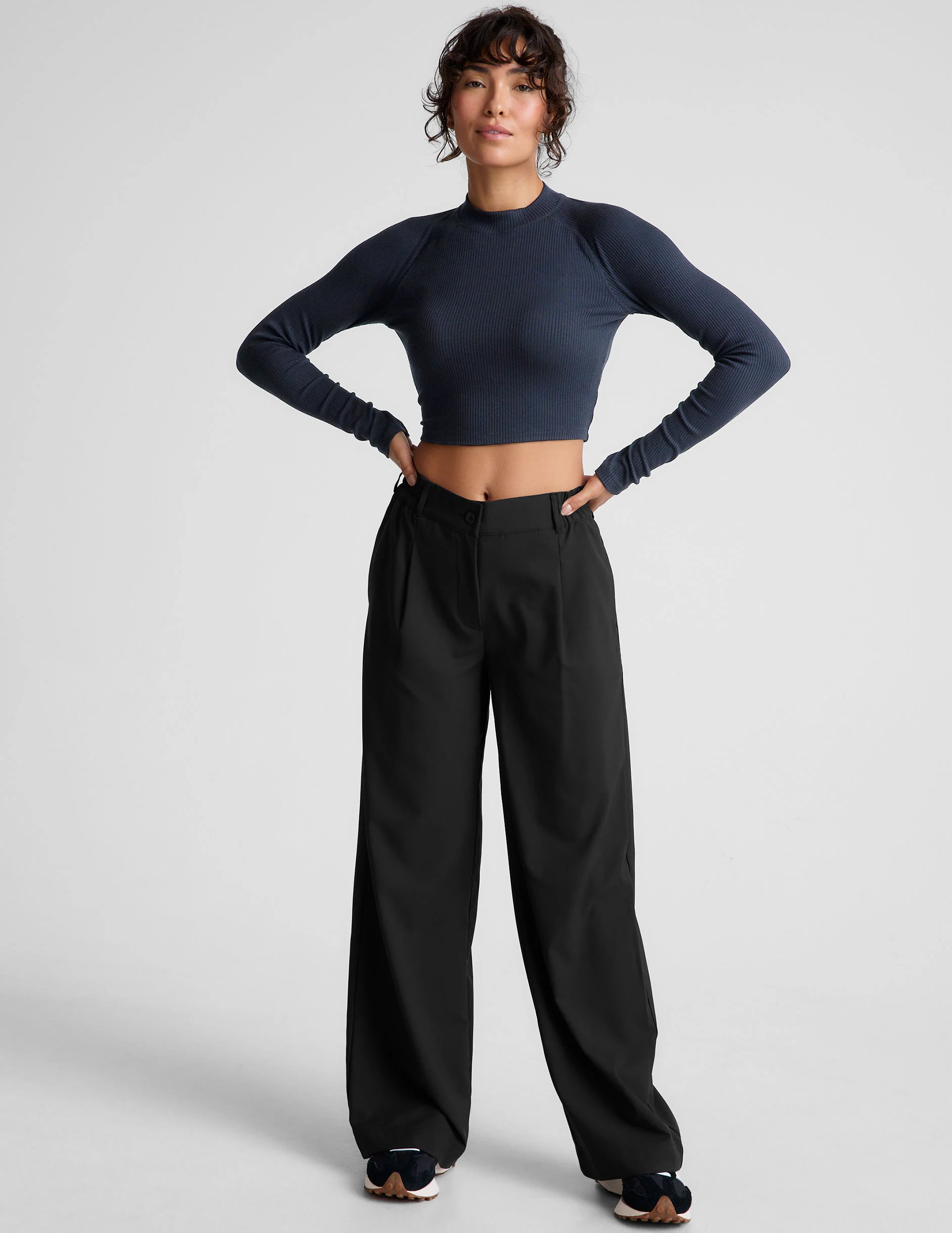 Contours Mock Neck Cropped Top