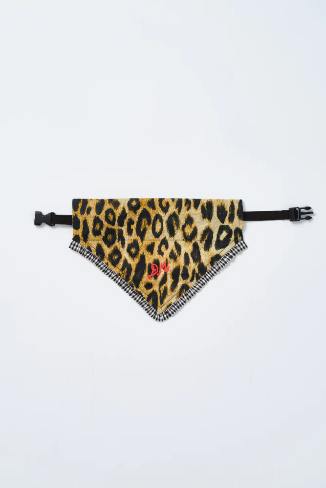 adjustable dog neckerchief - leopard & gingham