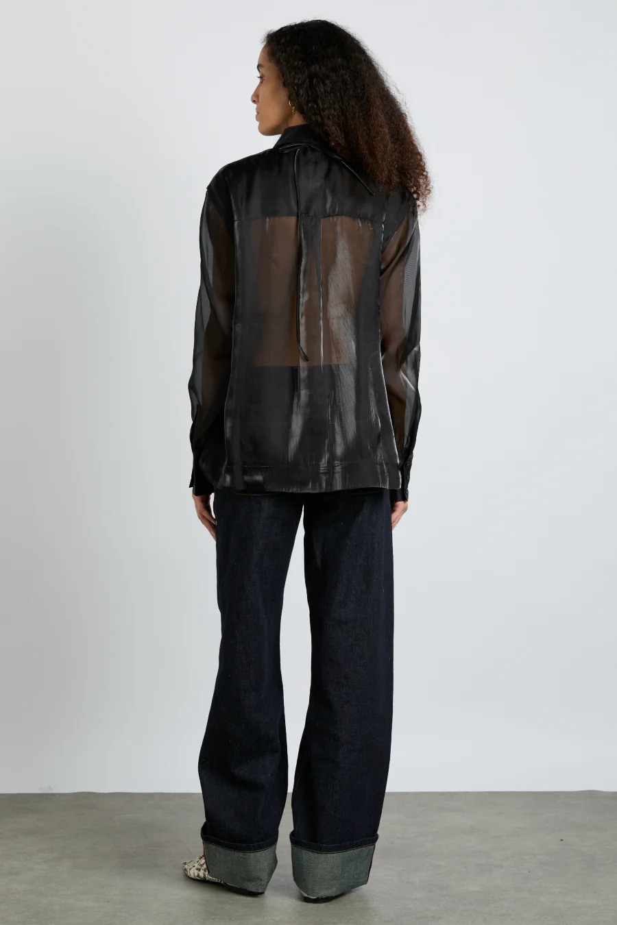 bel pin tuck shirt - black sheer