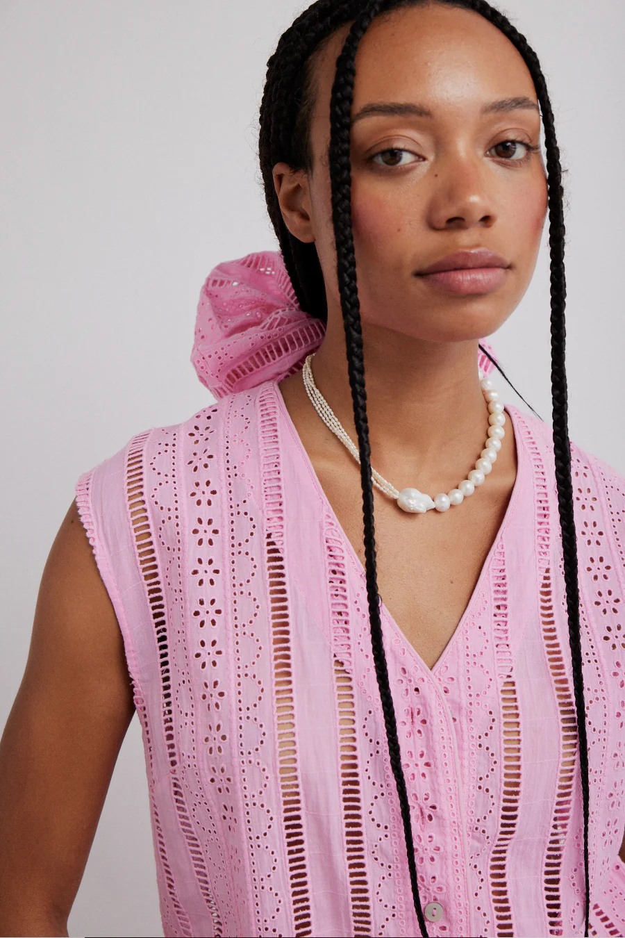 alys vest - pink broderie