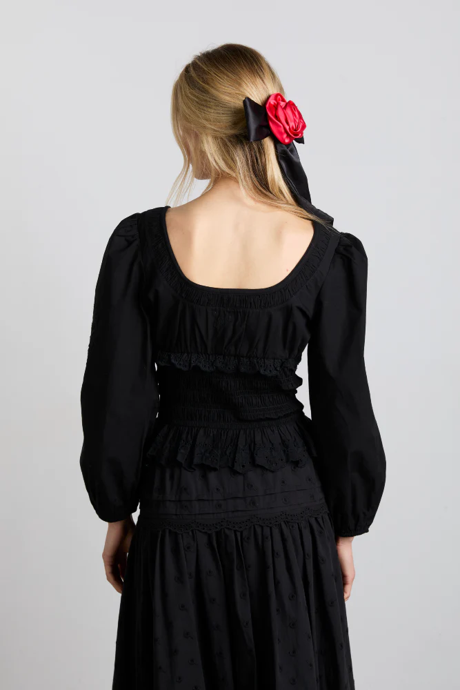 nola embroidered blouse - black