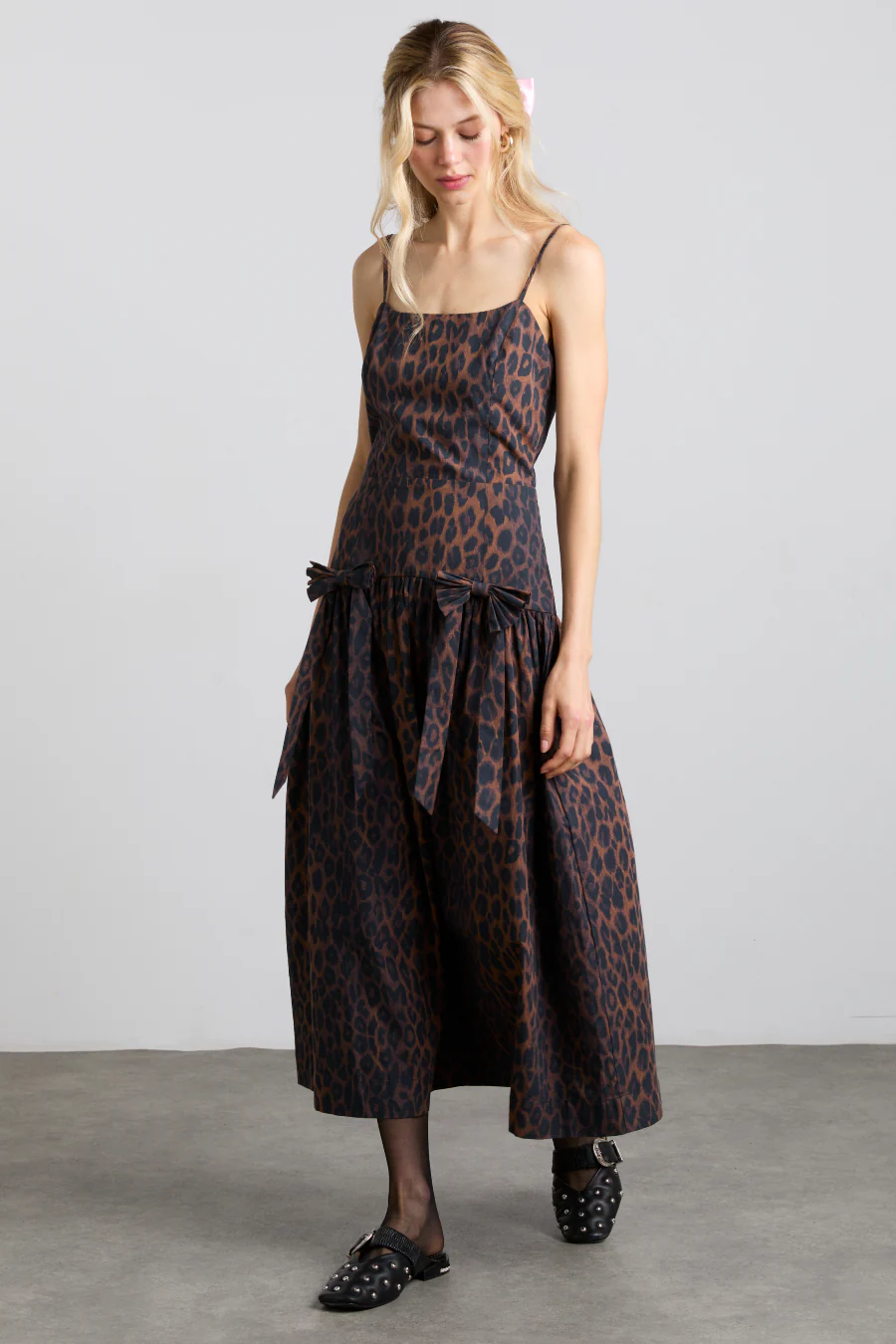 persephone midi dress - dark leopard