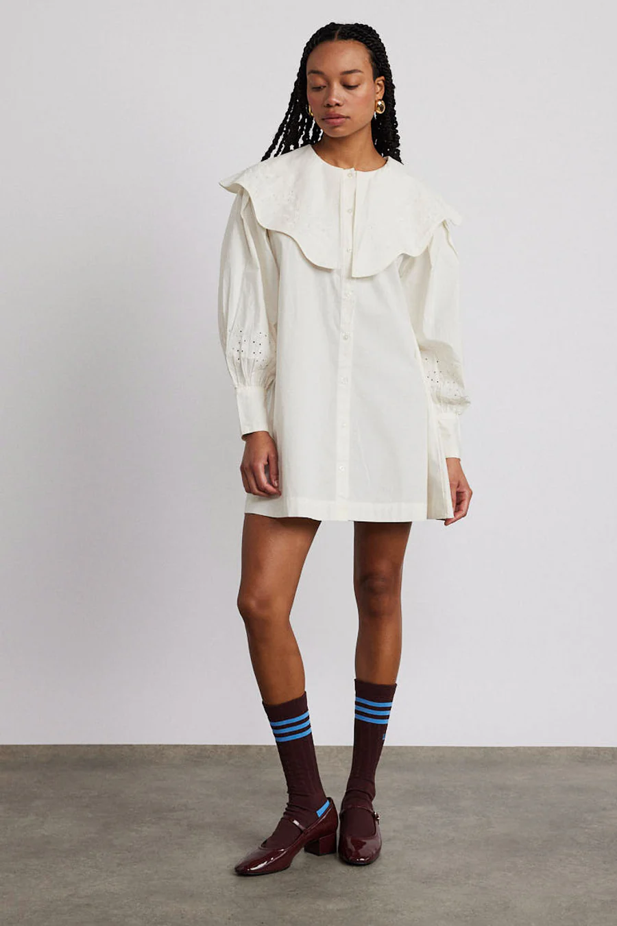 mimi mini dress - off white broderie