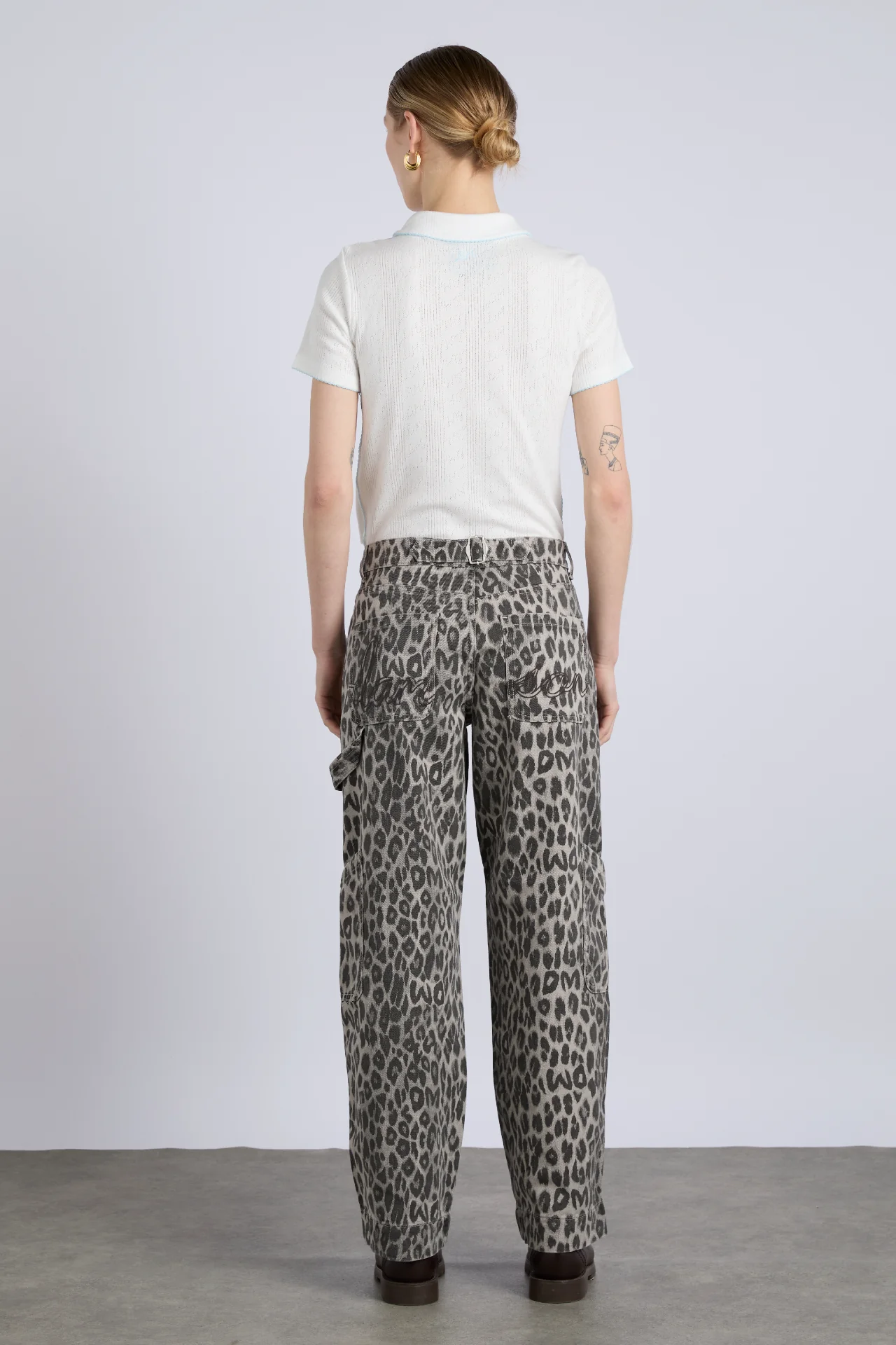 drew cargo jeans - leopard charcoal