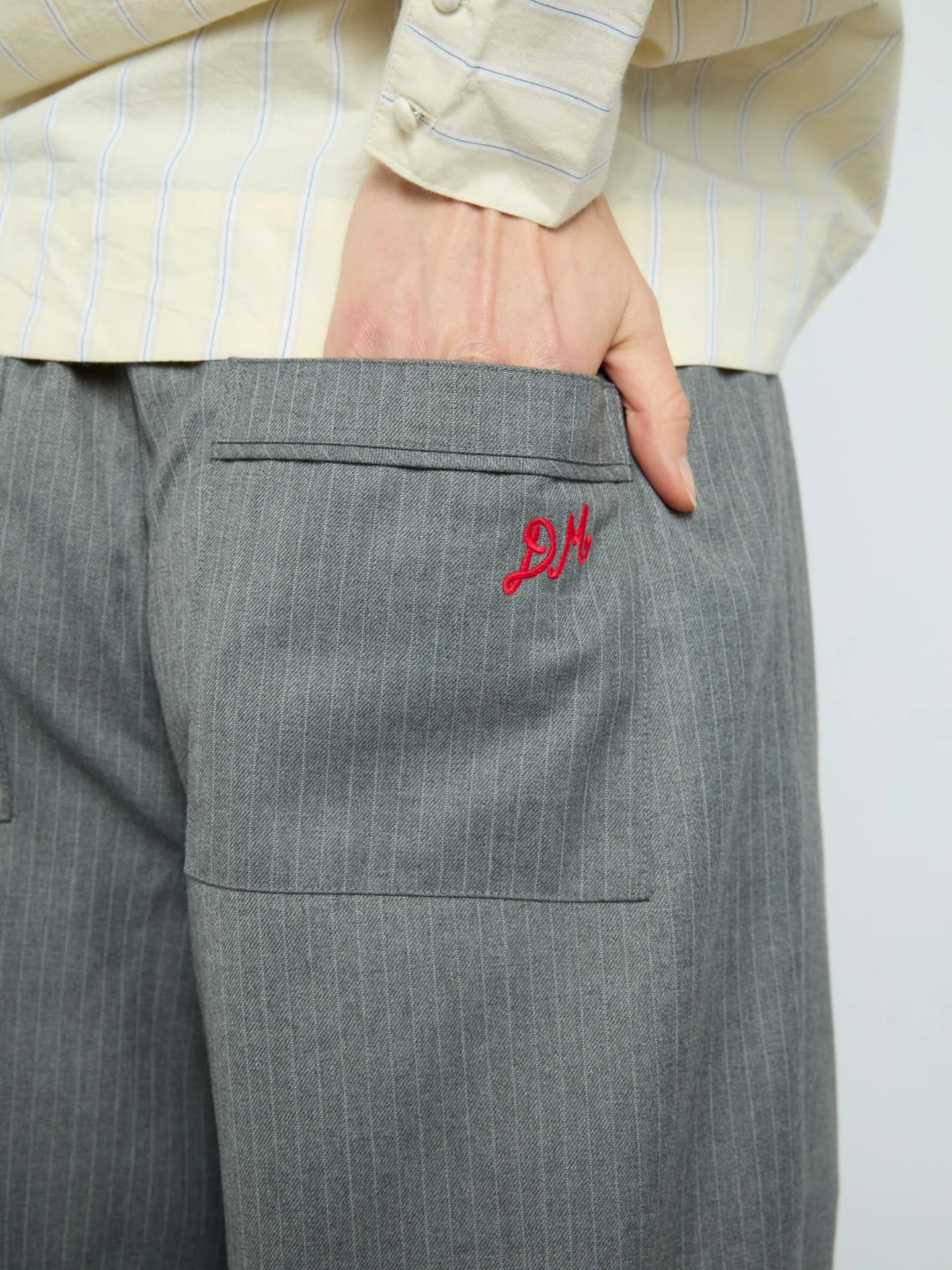 harrison trousers - grey pinstripe