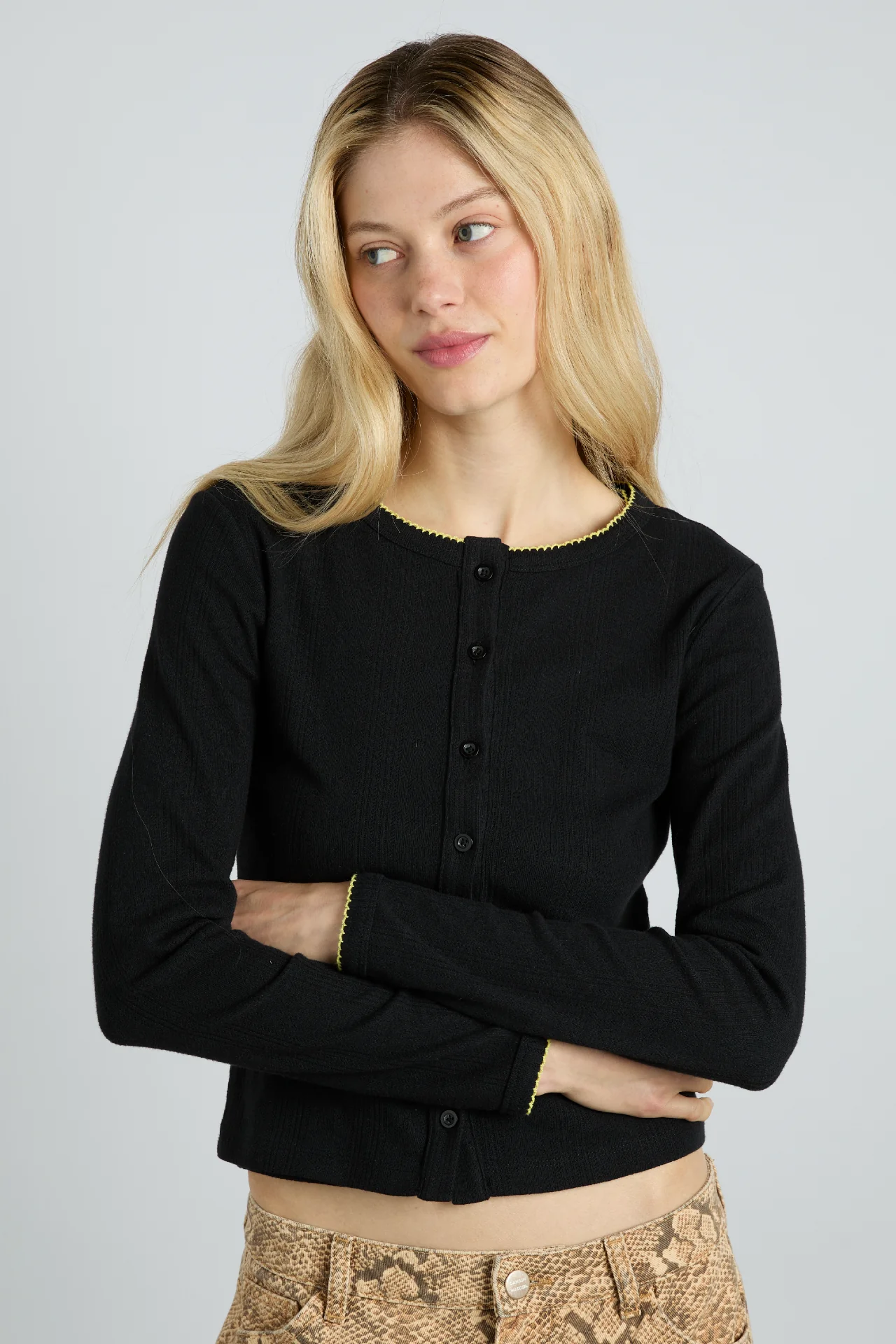 sybil pointelle cardi - black