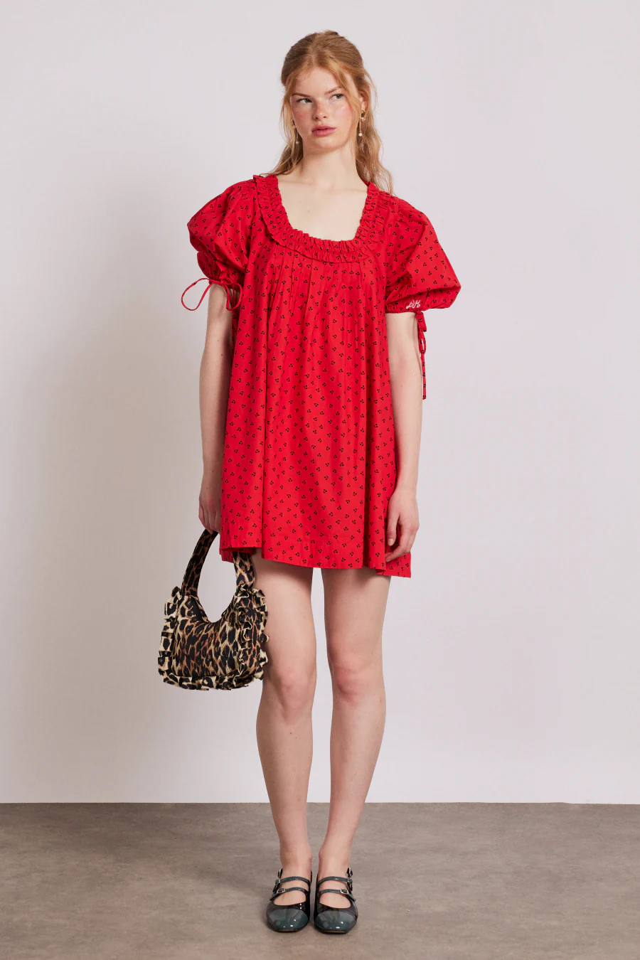 90's frill shoulder bag - leopard