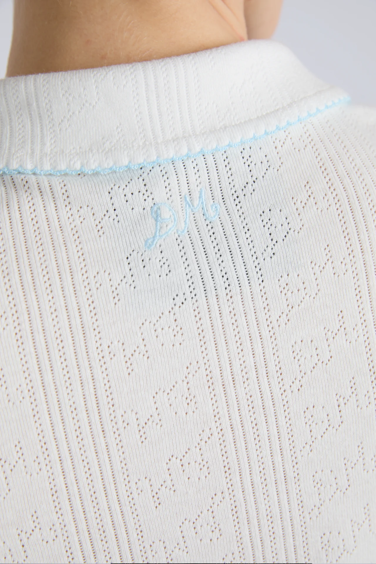 devon pointelle polo tee - white