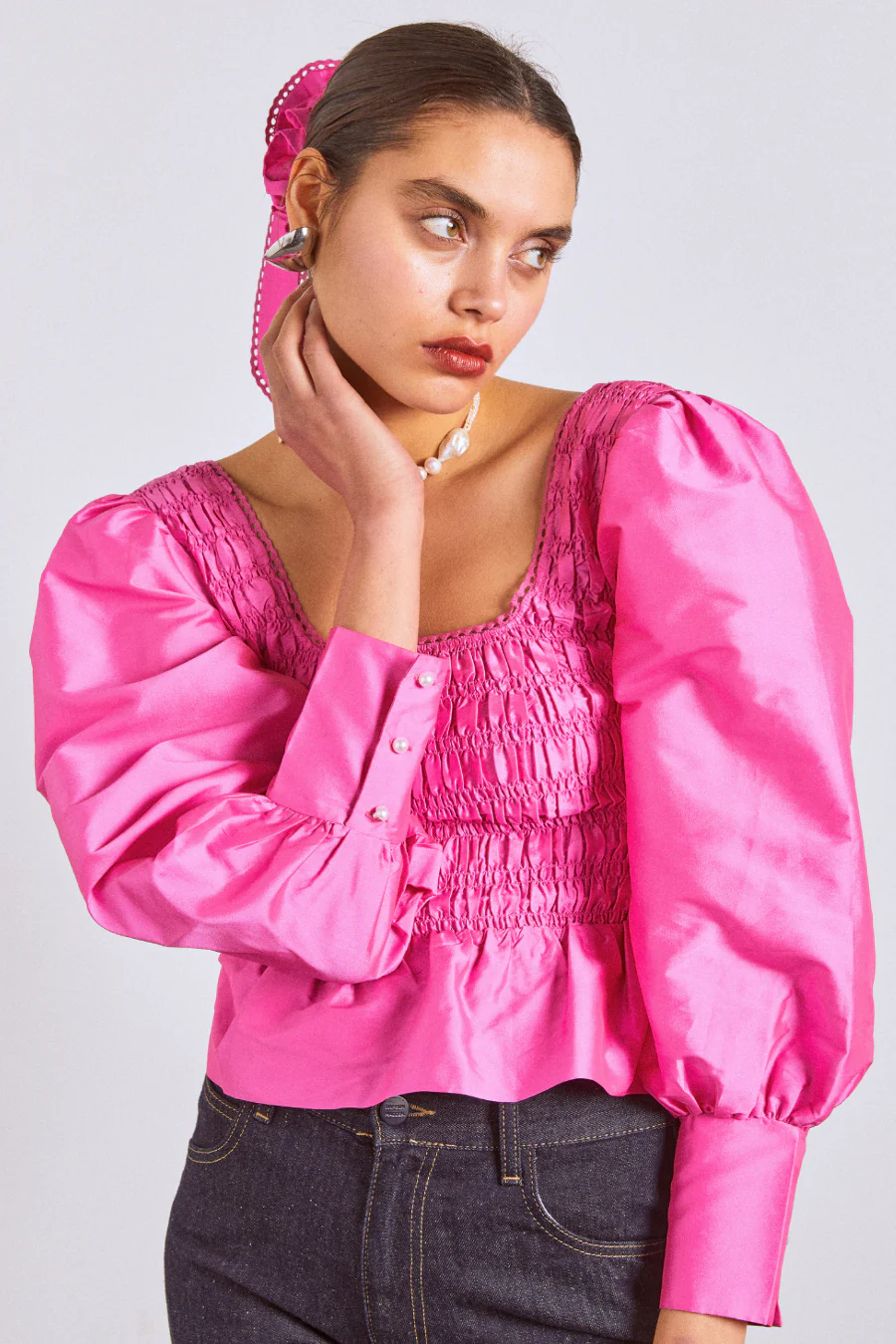 ariana blouse - pink taffeta