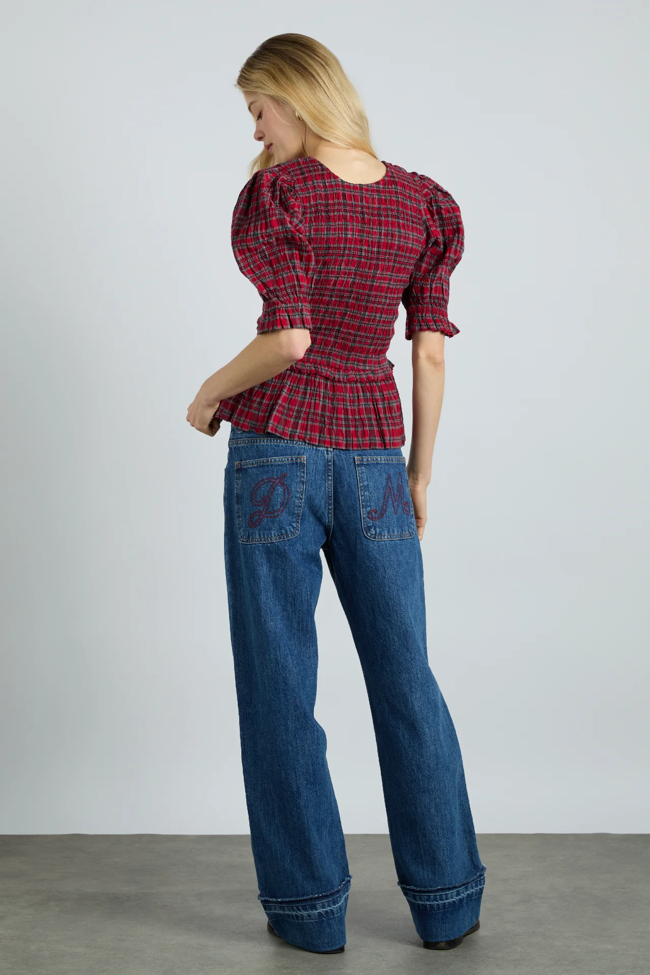 bluebelle blouse - red check