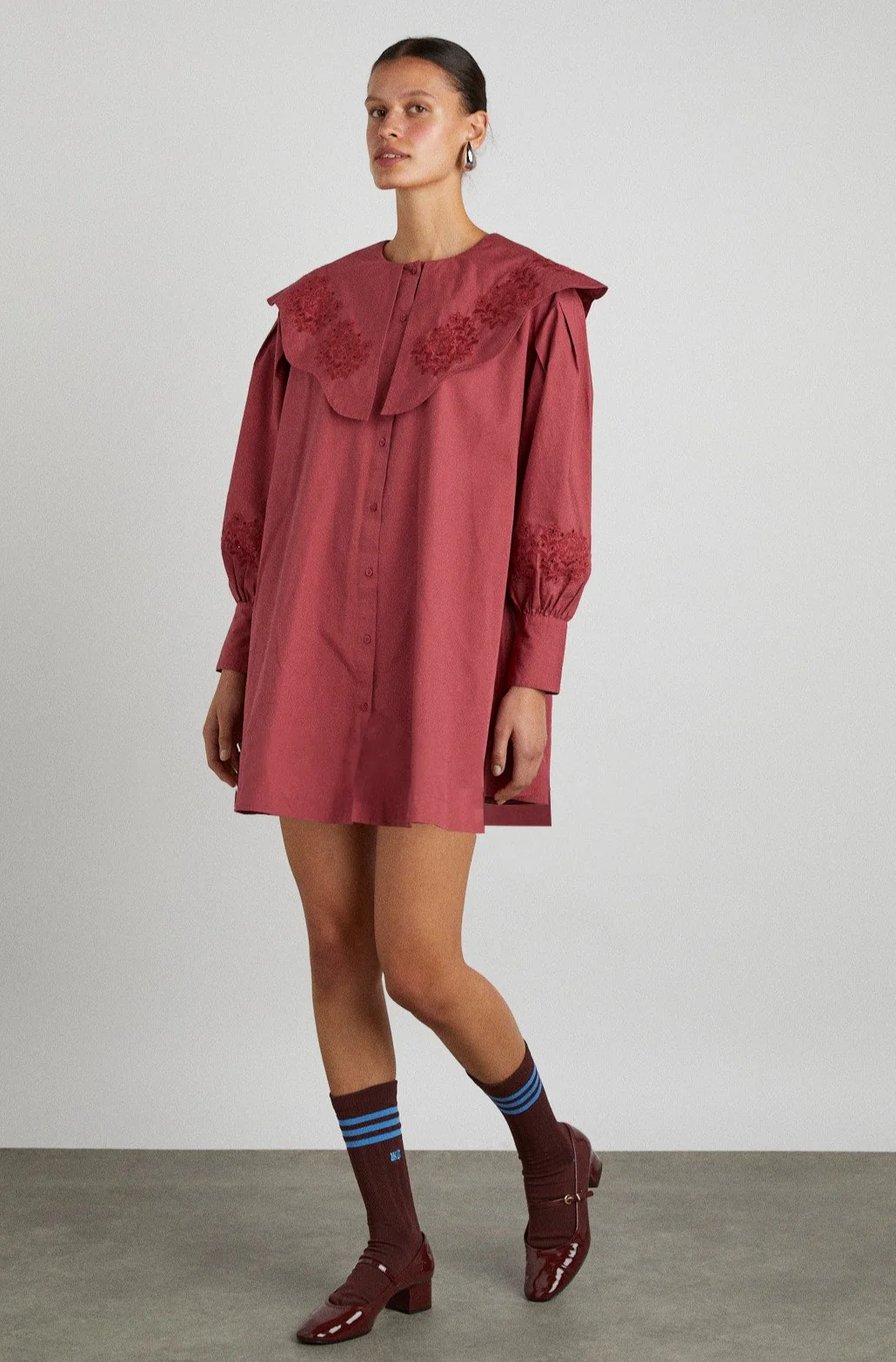 mimi mini dress - plum broderie