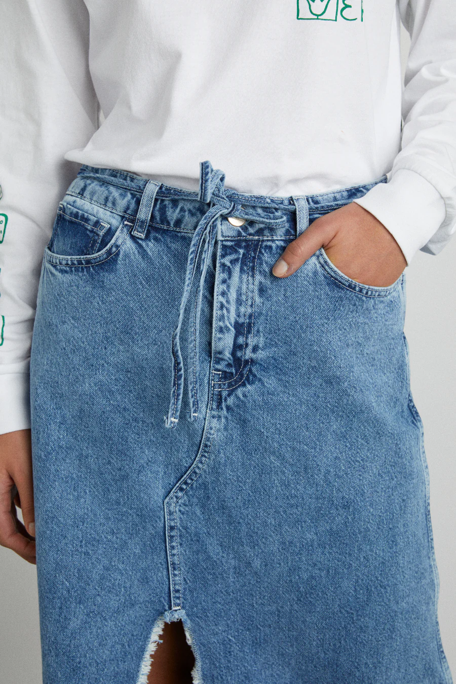 kaia denim maxi skirt