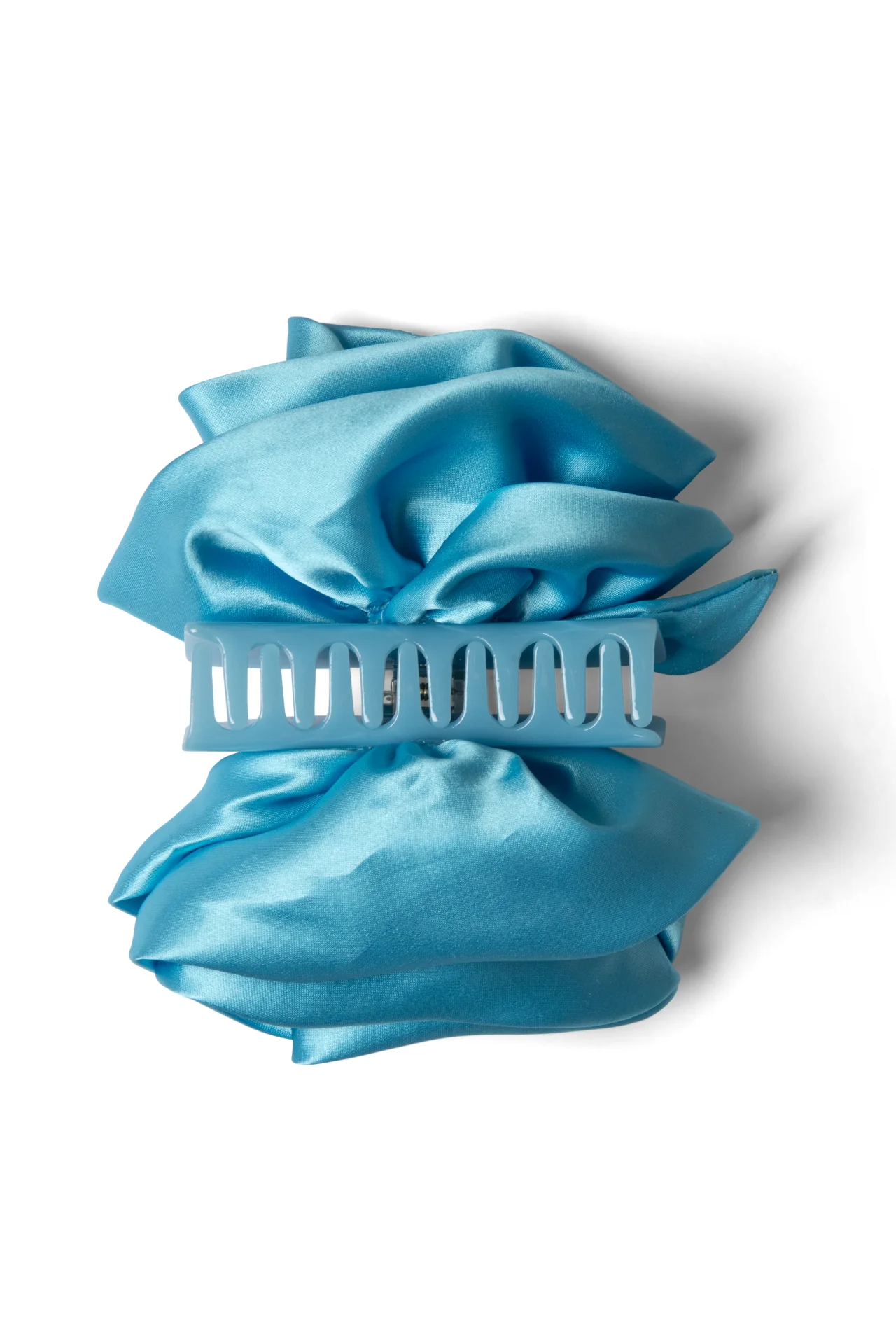 oversized satin rose hairclip in blue