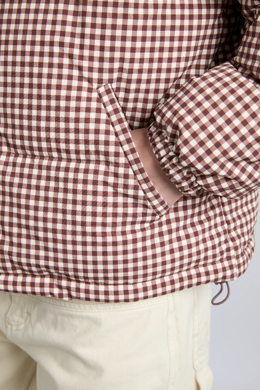 jennifer check puffer - chocolate gingham