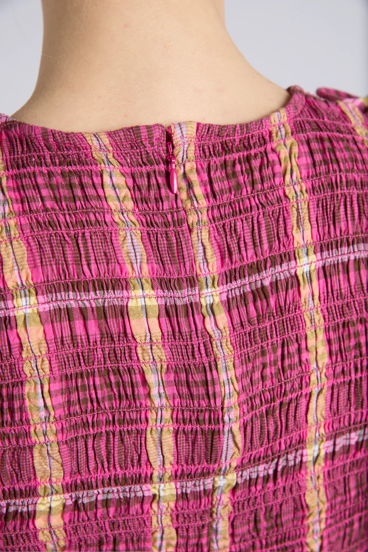 becca multi-way midi dress - pink/khaki/check