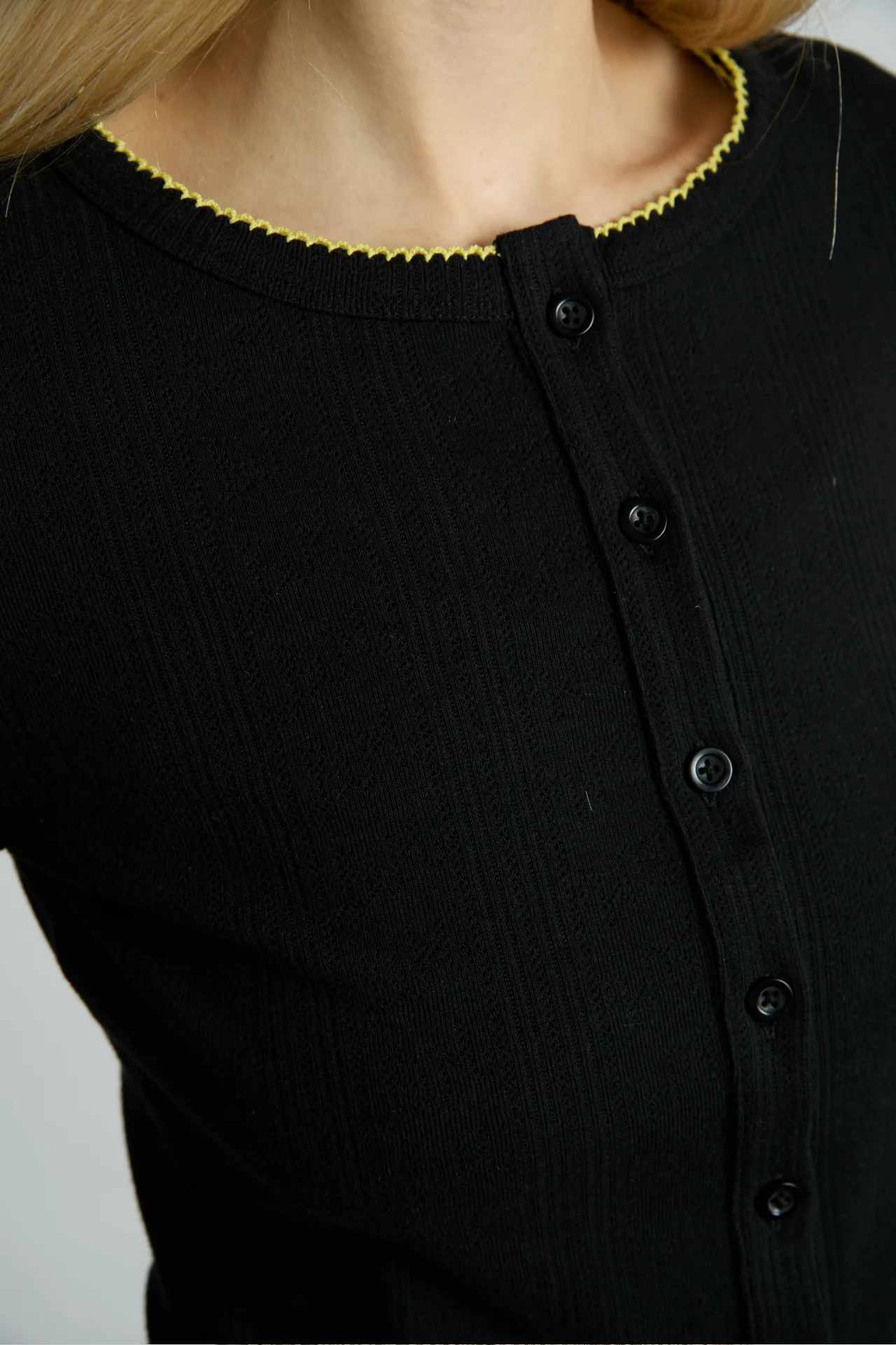 sybil pointelle cardi - black