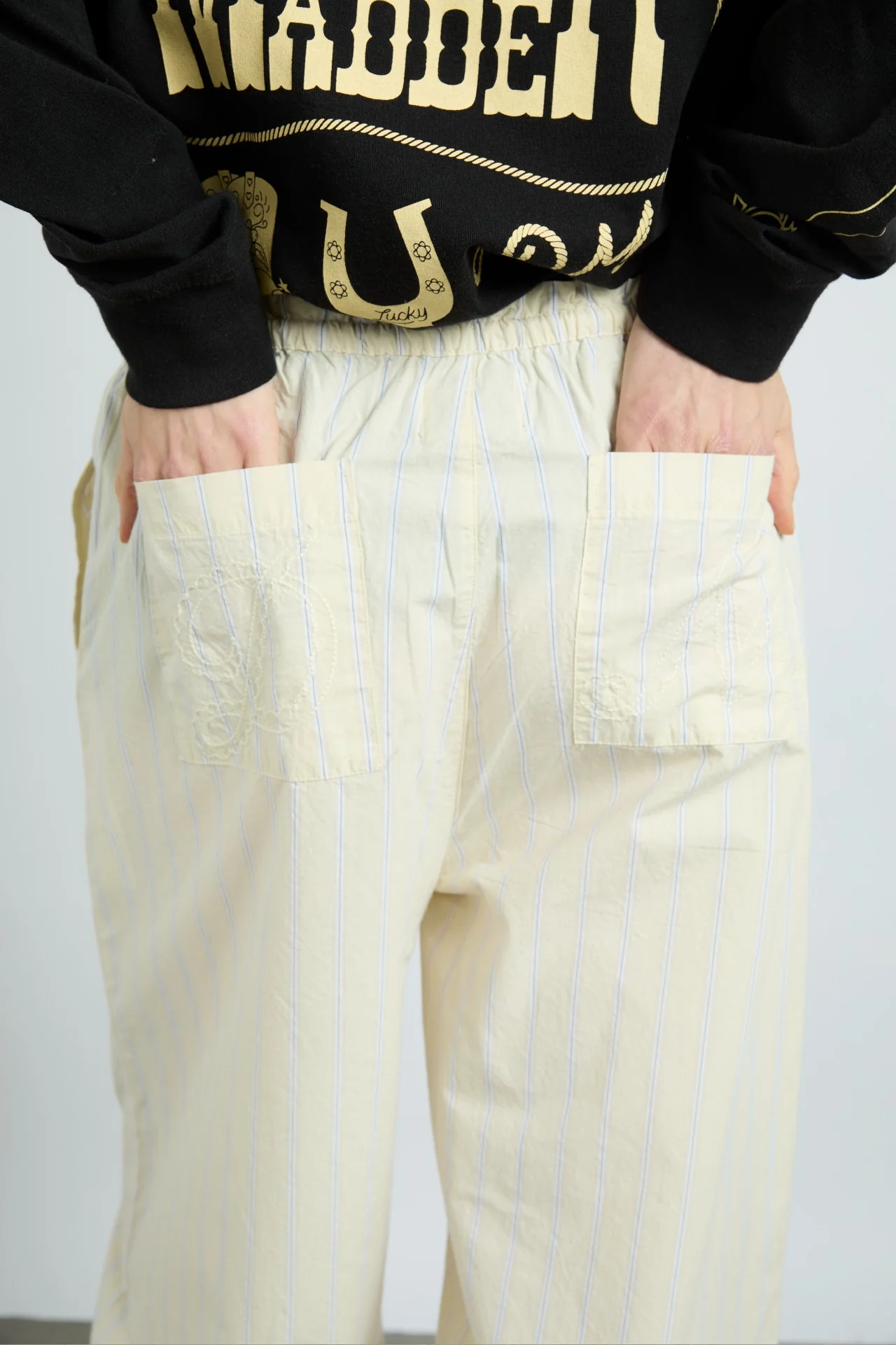 lucy trousers - butter business stripe