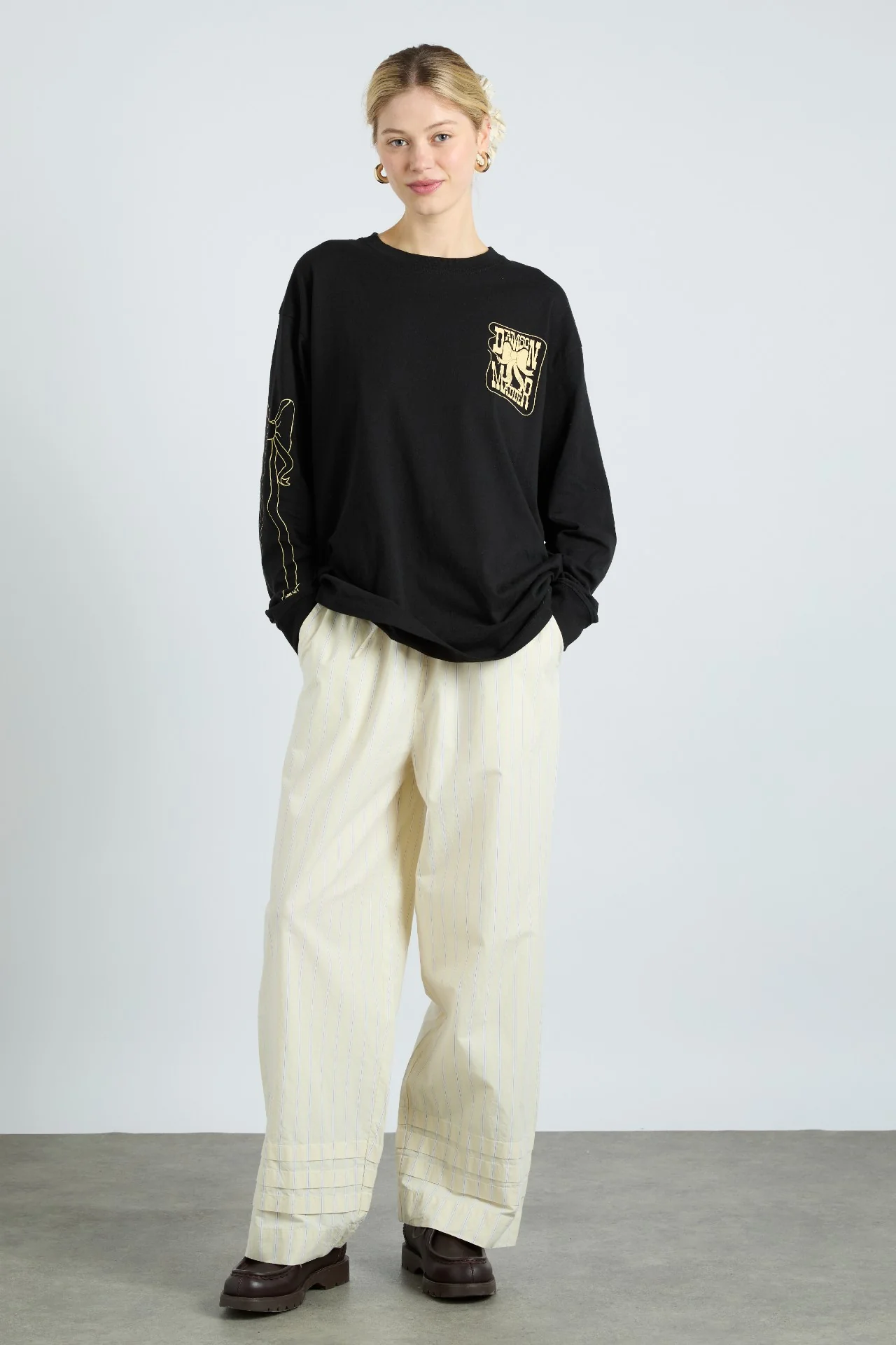 lucy trousers - butter business stripe