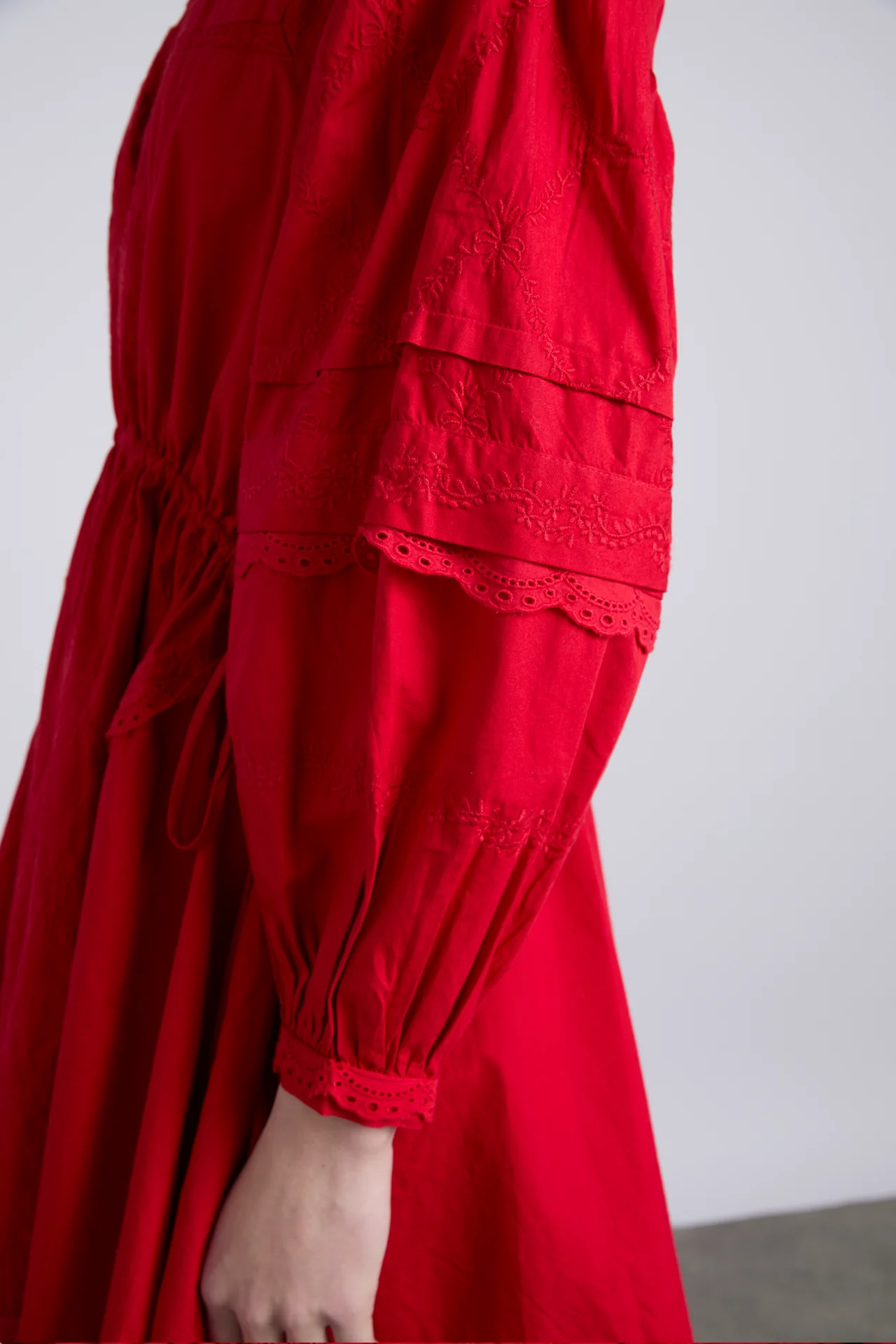 clancy all over embroidered mini dress - red