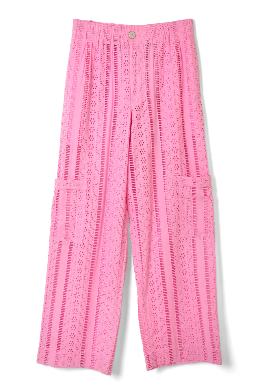 vacation pants - pink broderie