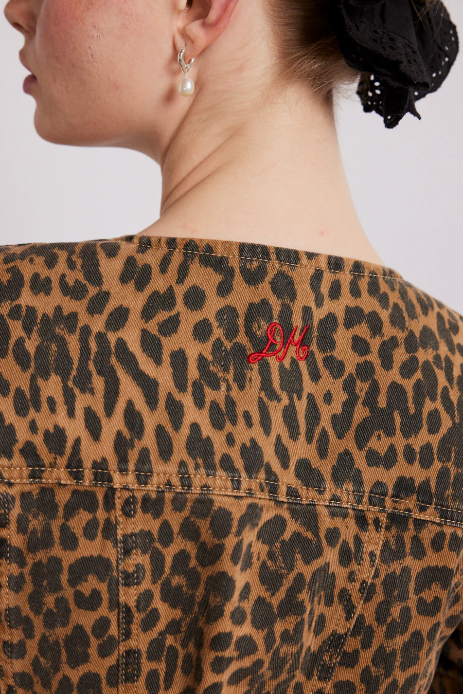 shell denim top - leopard