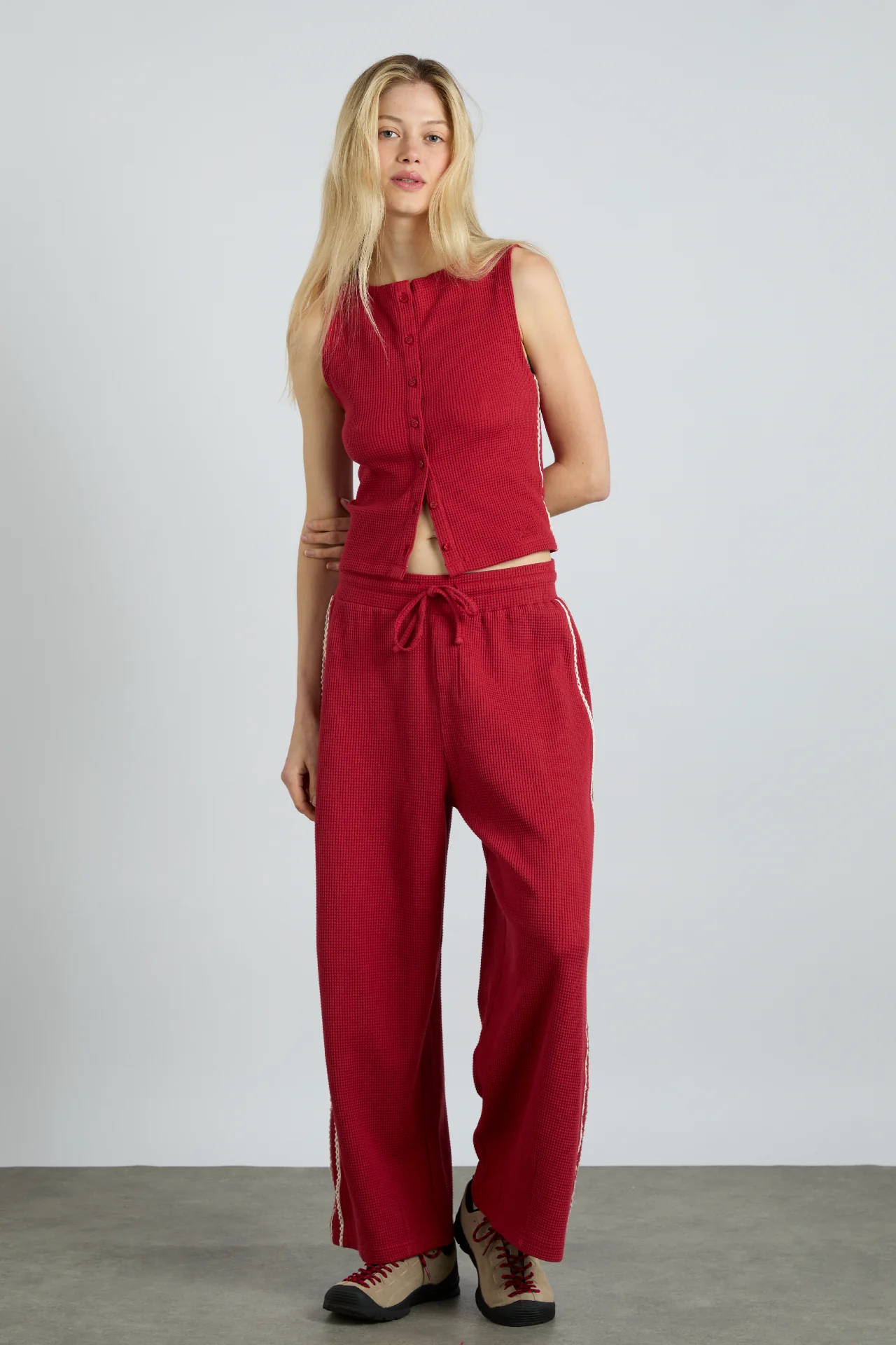 piper waffle jogger - red