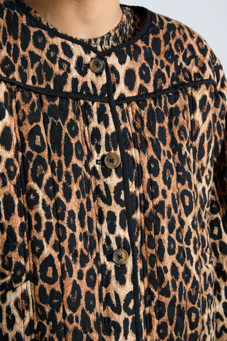 macy quilted jacket - leopard