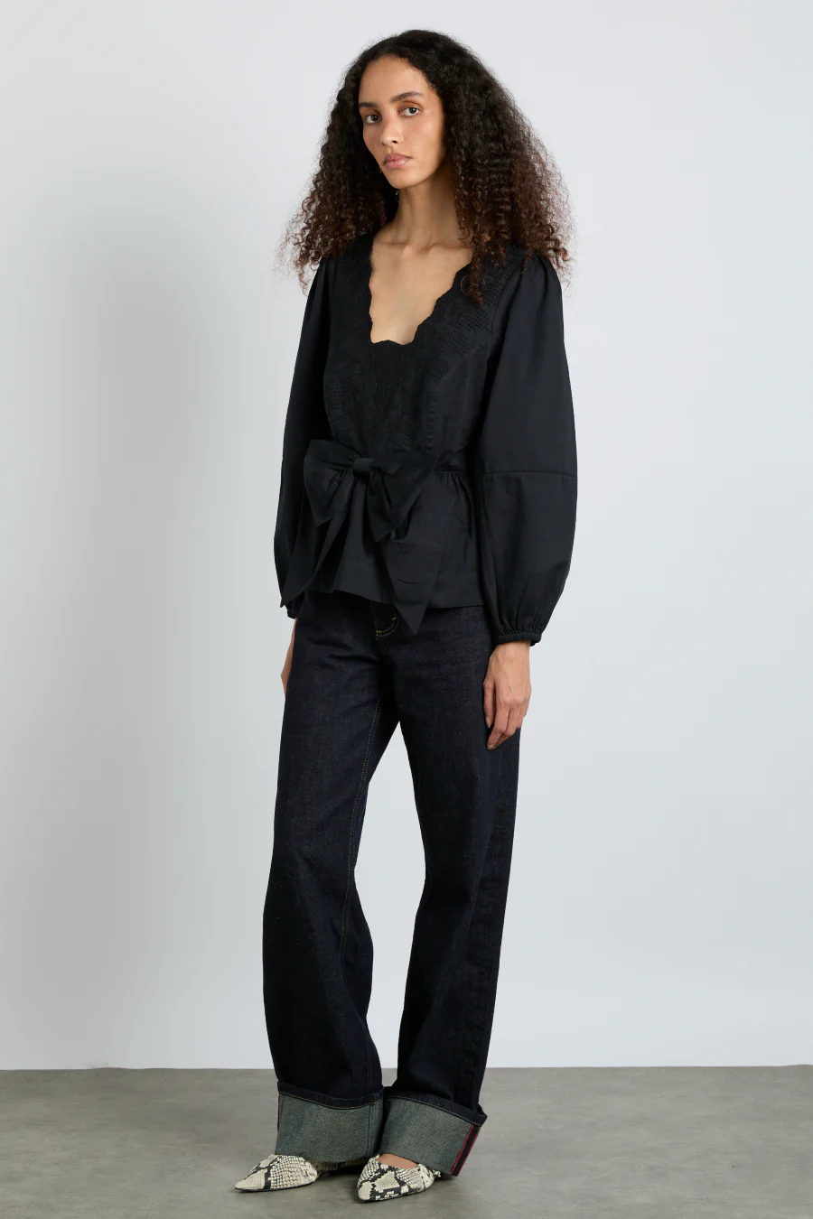 eugenie bow blouse - black