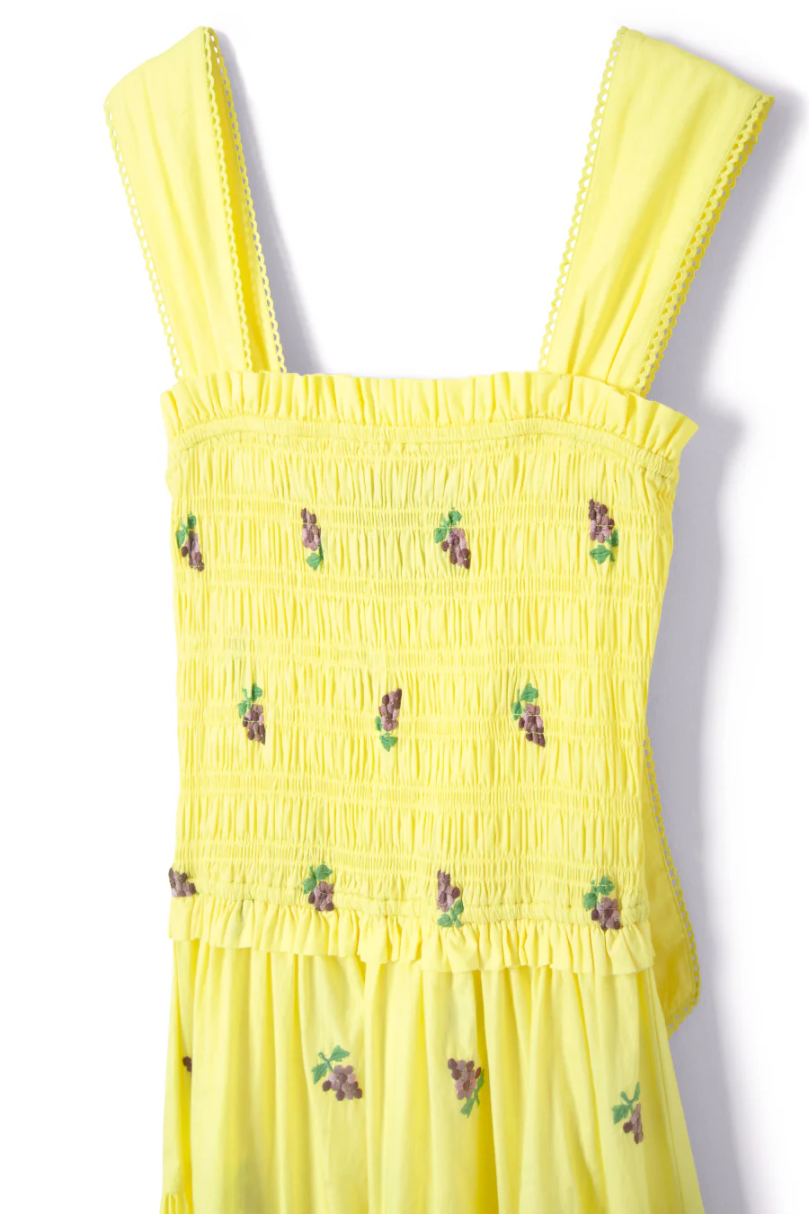 tish poplin midi dress - grape embroidery