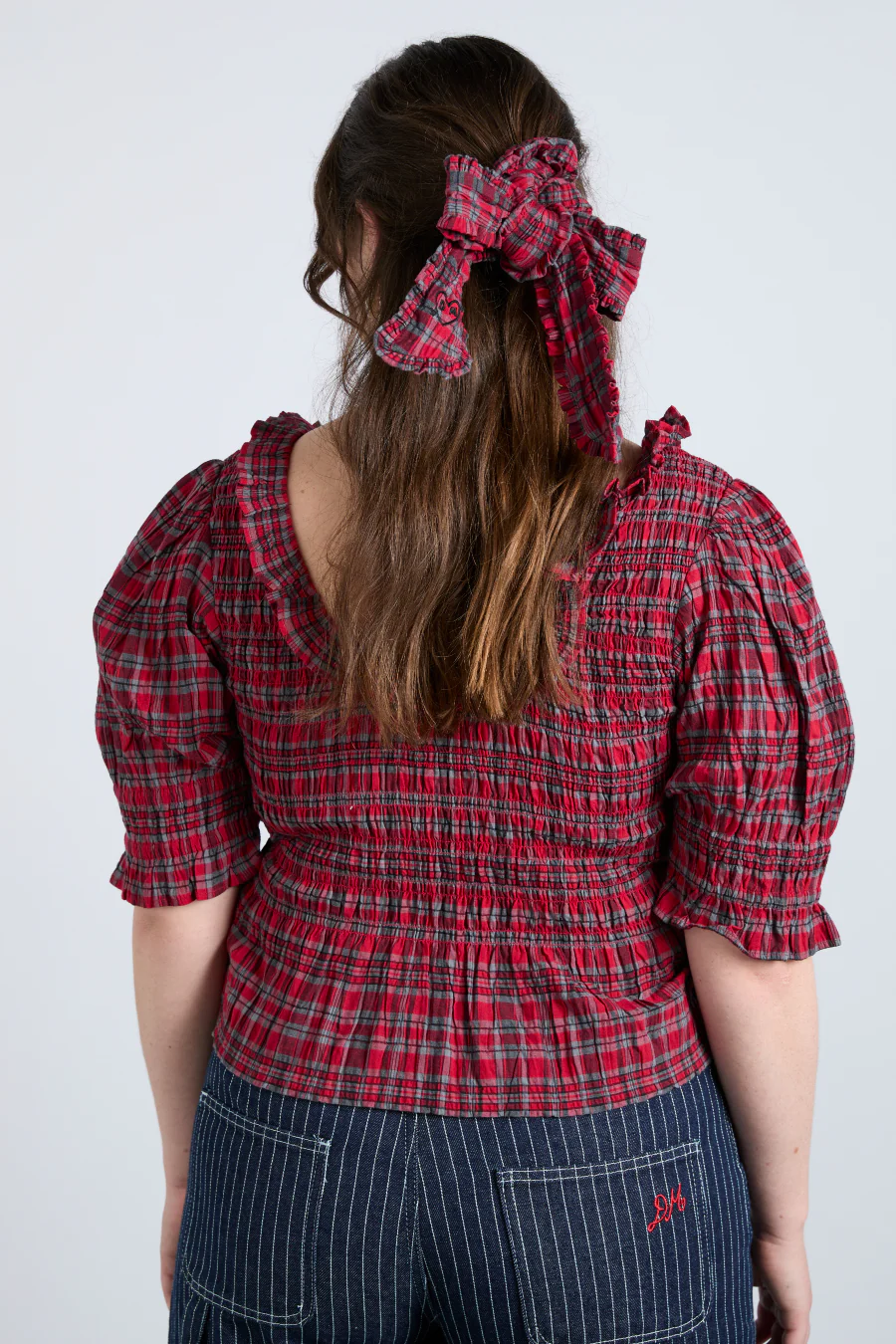 meghan blouse - red check