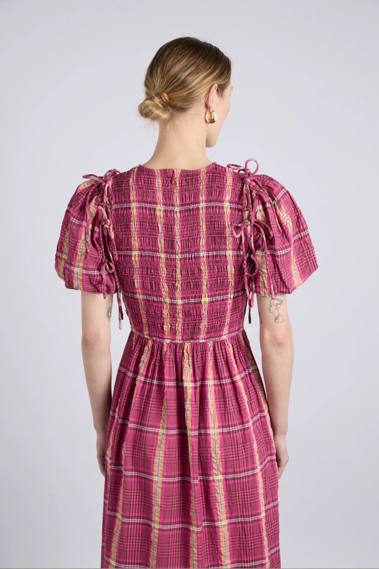 becca multi-way midi dress - pink/khaki/check