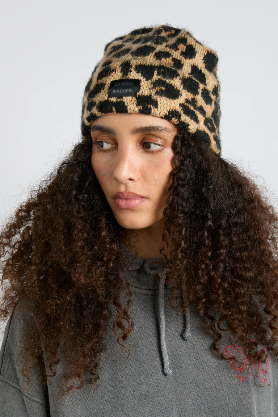leopard knit beanie
