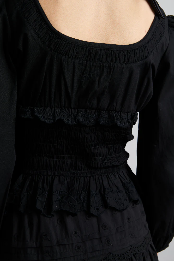 nola embroidered blouse - black