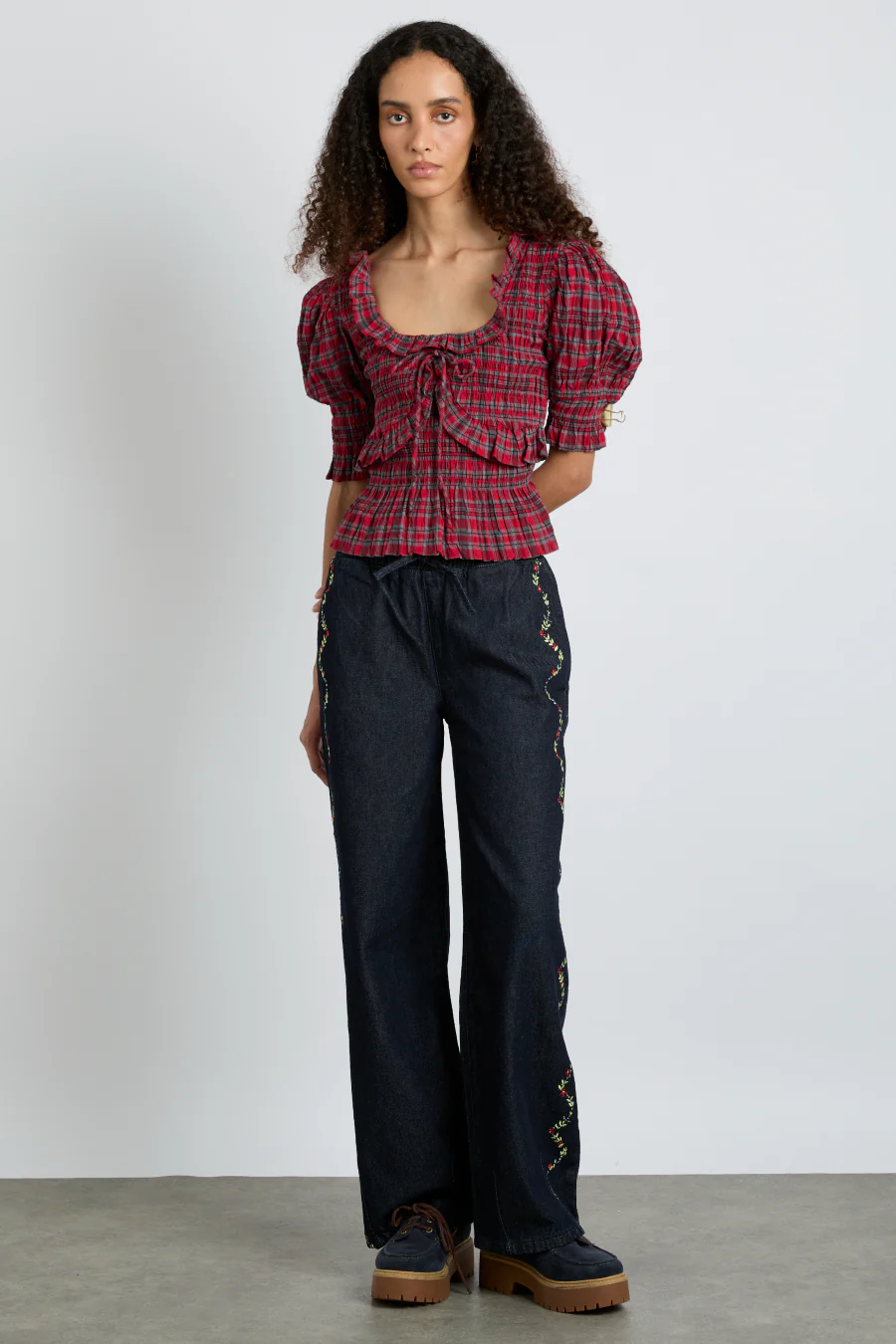 meghan blouse - red check