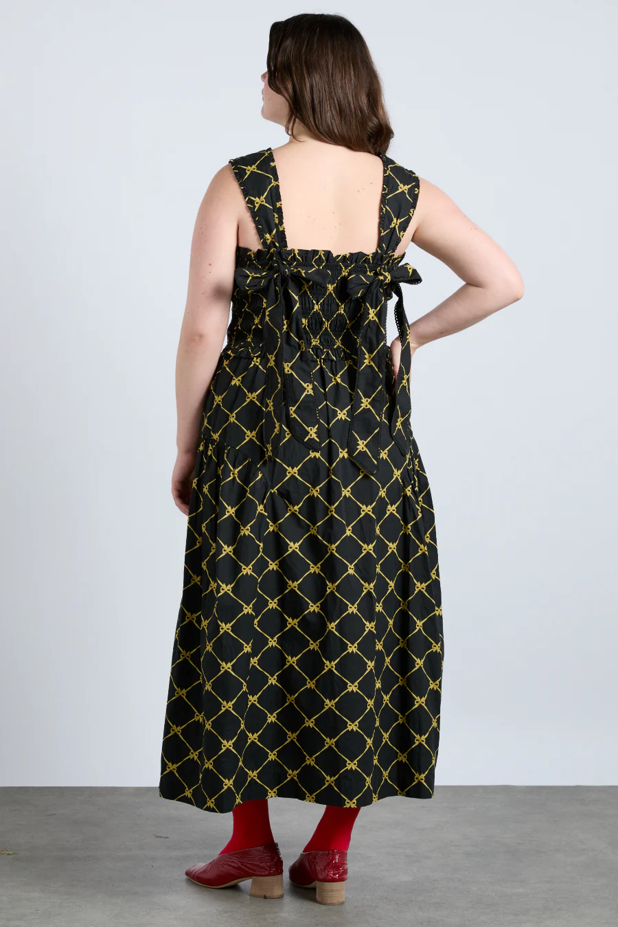 tish midi dress - black bow print
