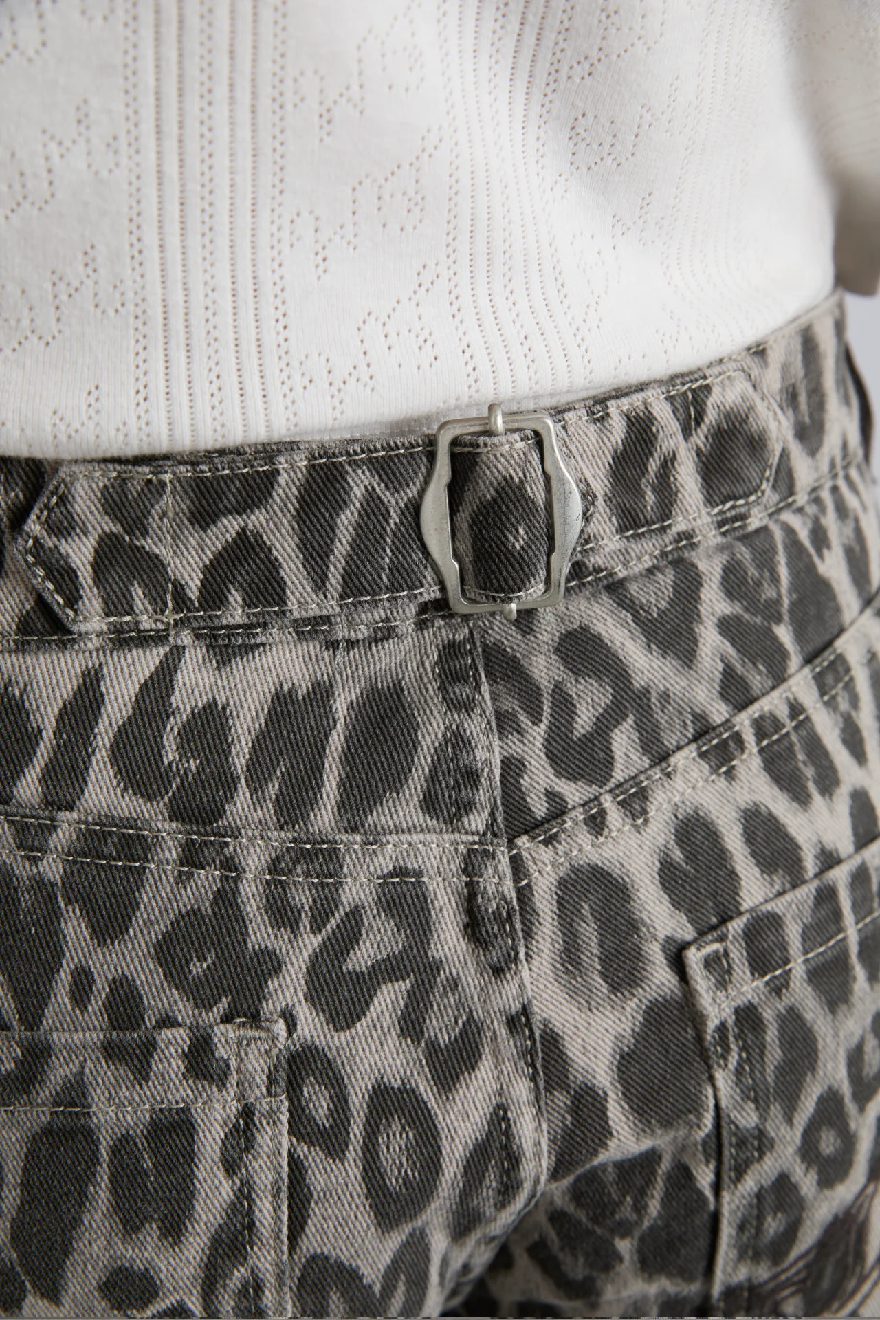 drew cargo jeans - leopard charcoal