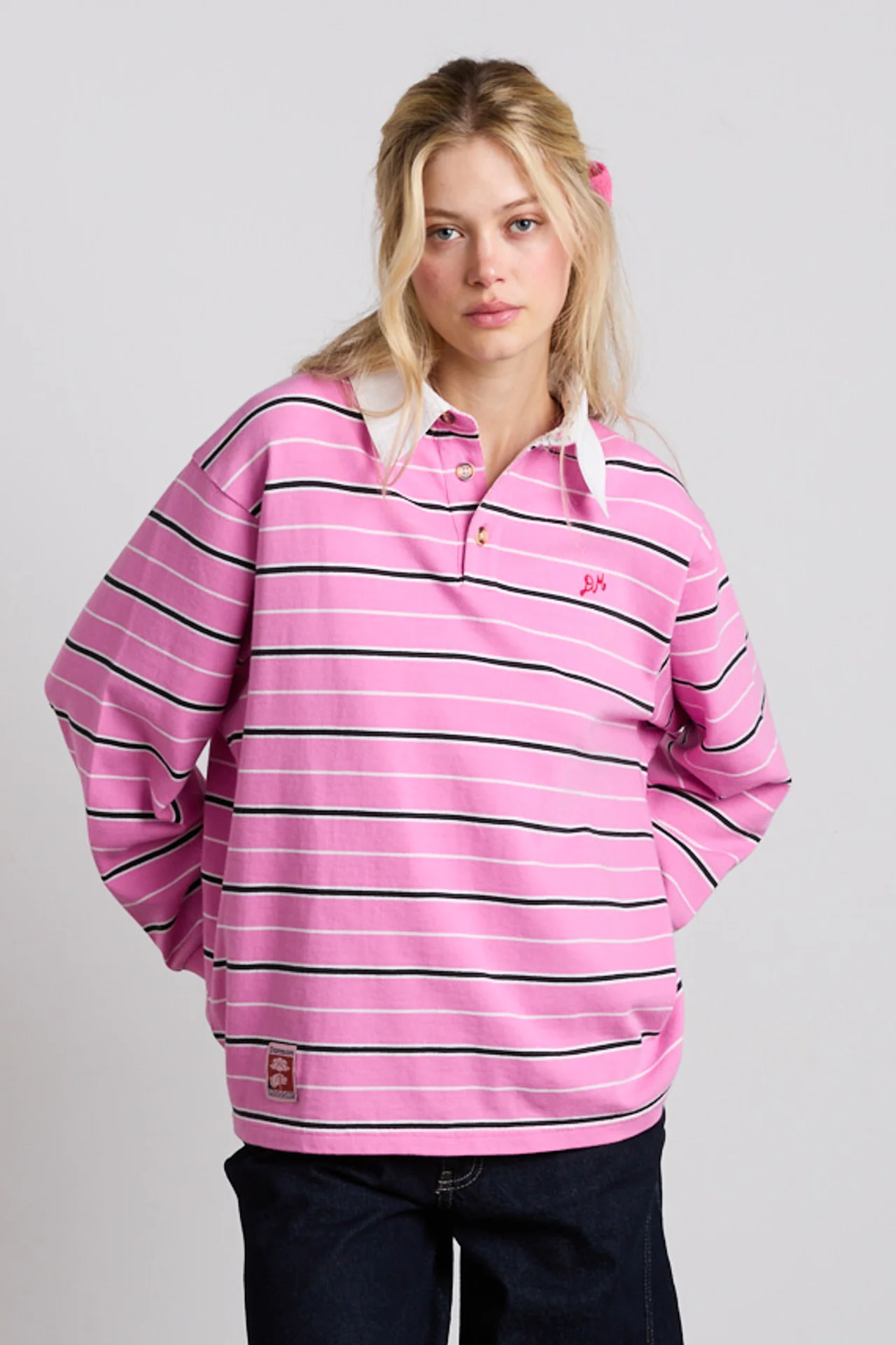 remie rugby shirt - pink stripe