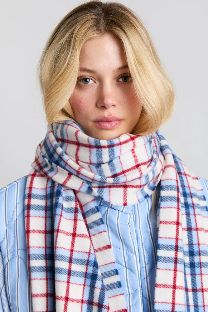 bonnie check scarf in responsible wool